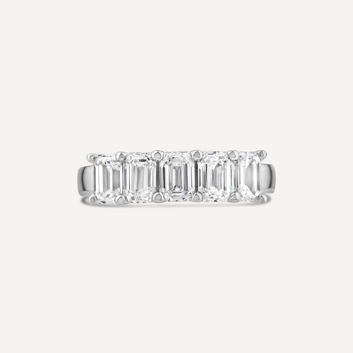 Born Platinum 1.85ct Lab Grown 5 Stone Emerald Cut Half Eternity Diamond Ring