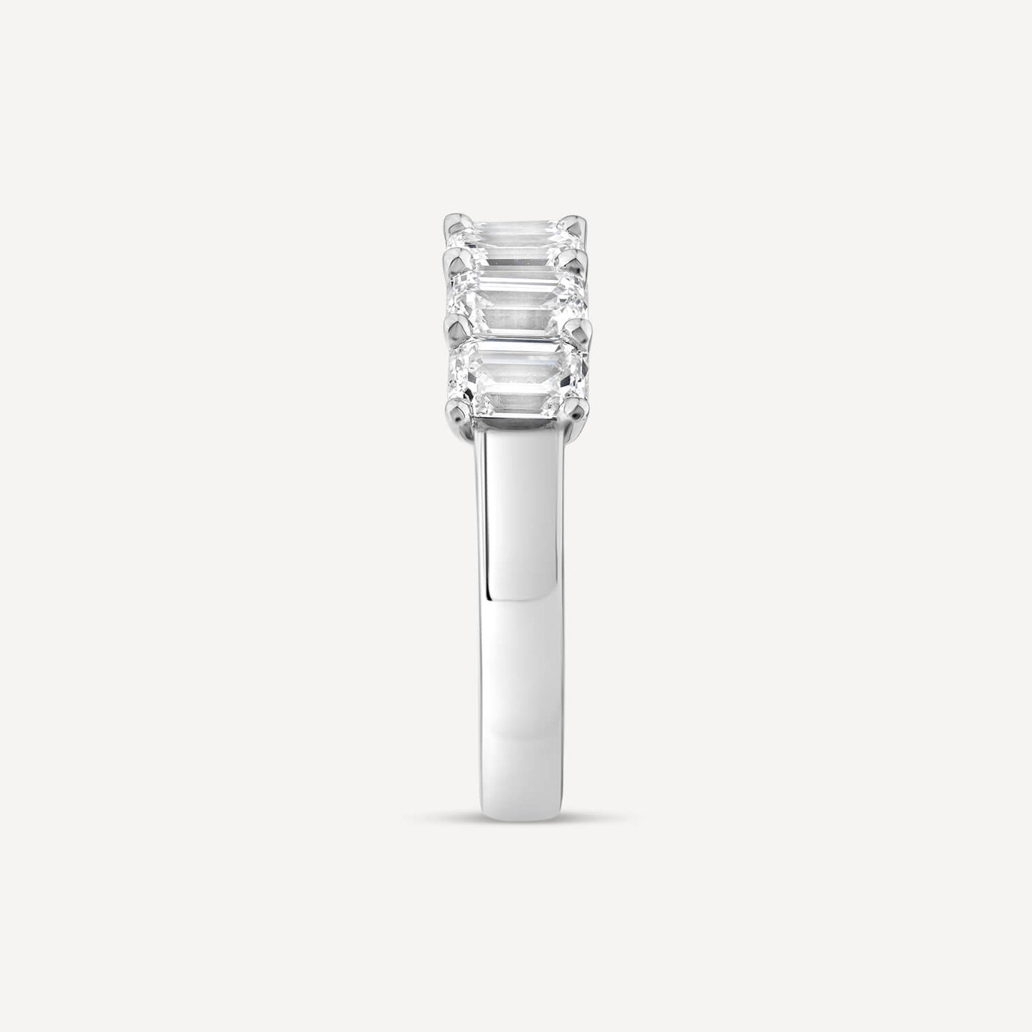 Born Platinum 1.85ct Lab Grown 5 Stone Emerald Cut Half Eternity Diamond Ring