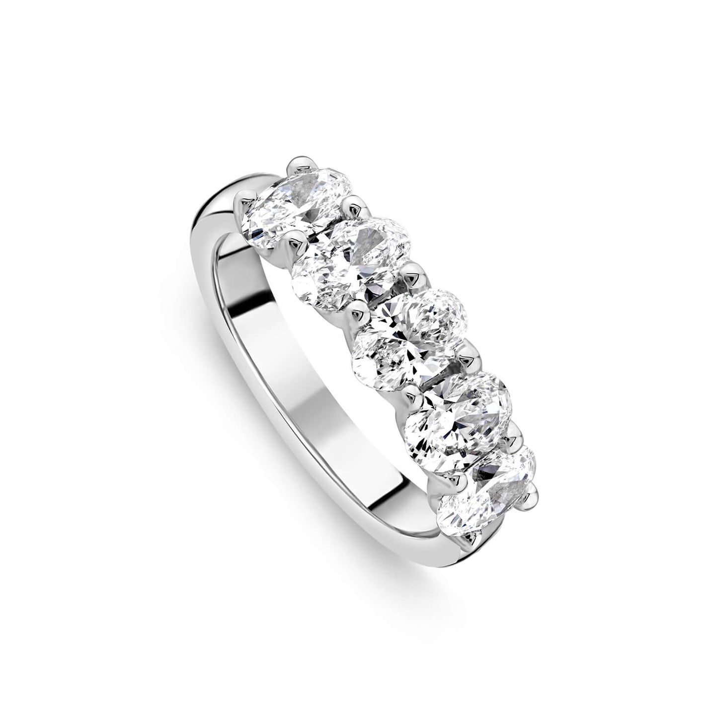 Born Platinum 1.85ct Lab Grown 5 Stone Oval Half Eternity Diamond Ring