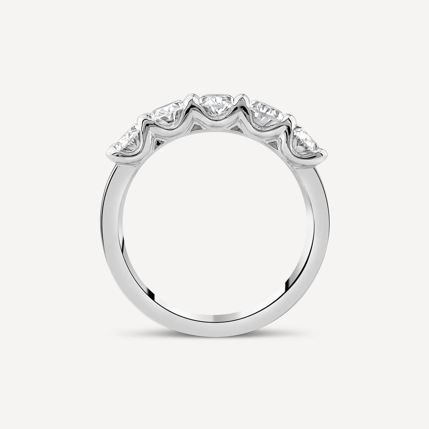 Born Platinum 1.85ct Lab Grown 5 Stone Oval Half Eternity Diamond Ring