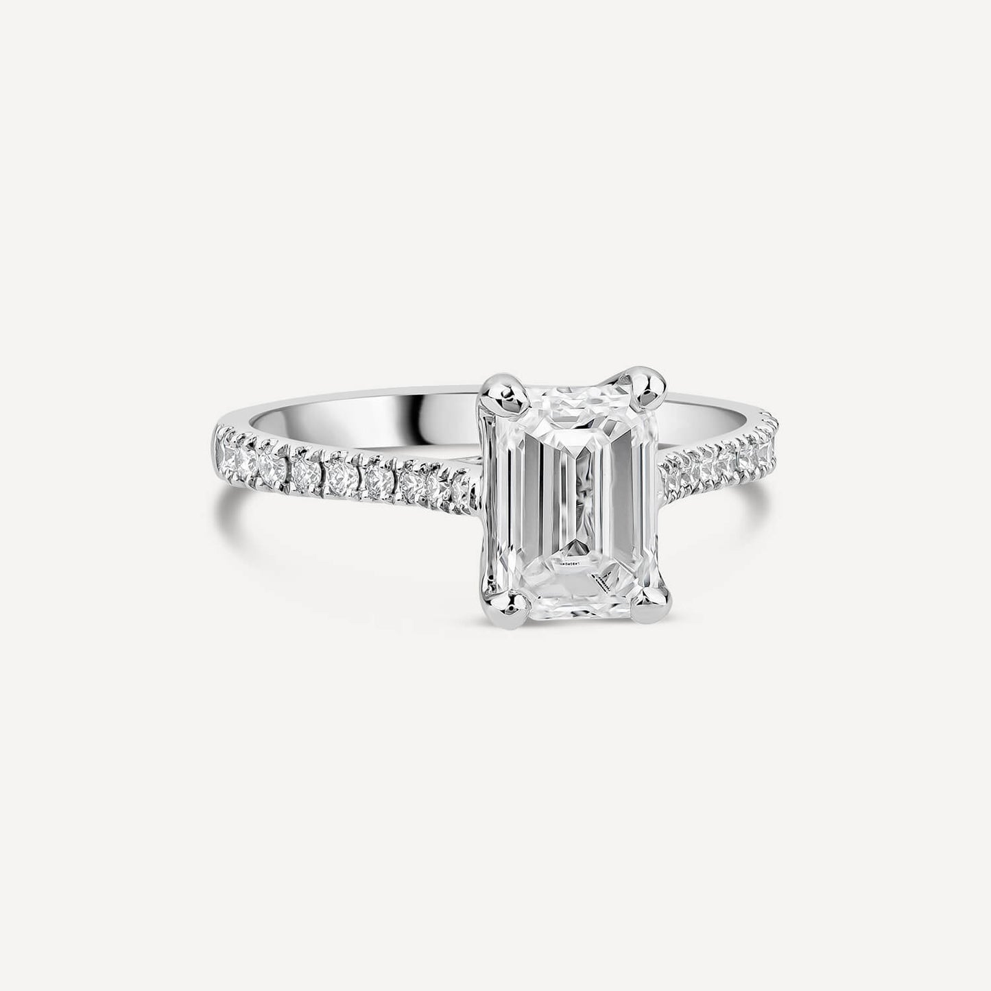 Born Platinum 1.90ct Lab Grown Emerald Cut & Diamond Sides Ring