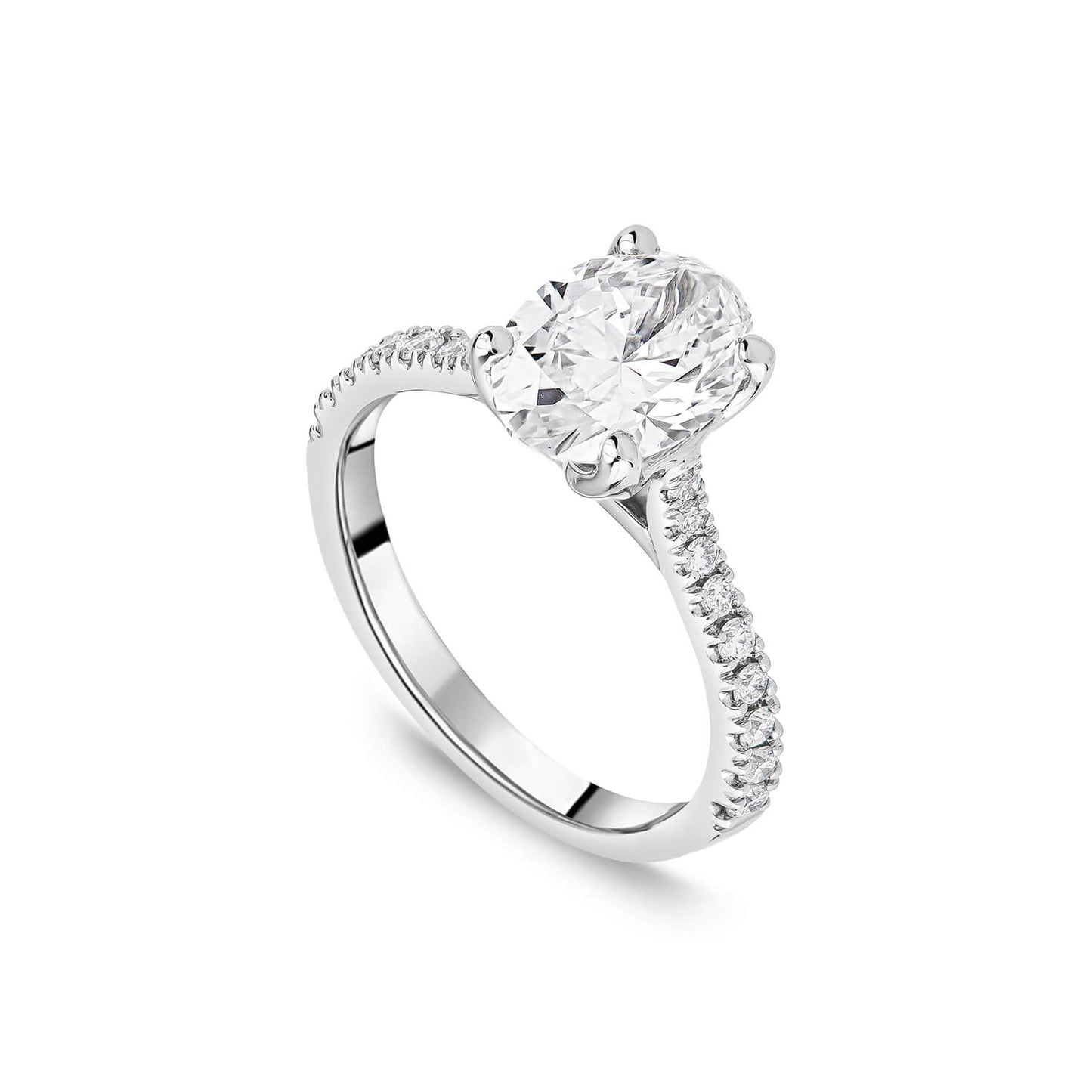 Born Platinum 1.90ct Lab Grown Oval Lab Grown Diamond Sides Ring