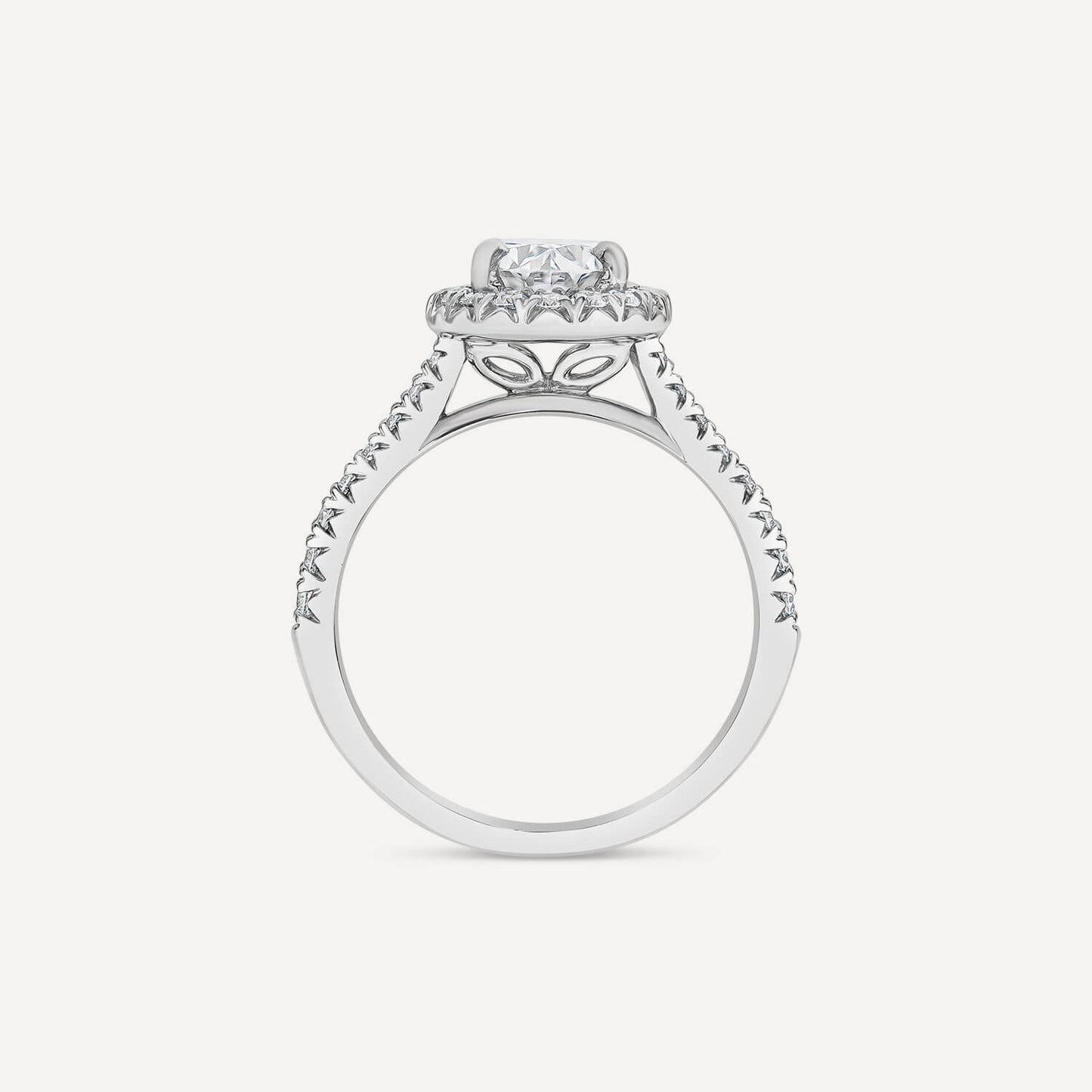 Born Platinum 1.92ct Lab Grown Oval Halo & Diamond Sides Ring