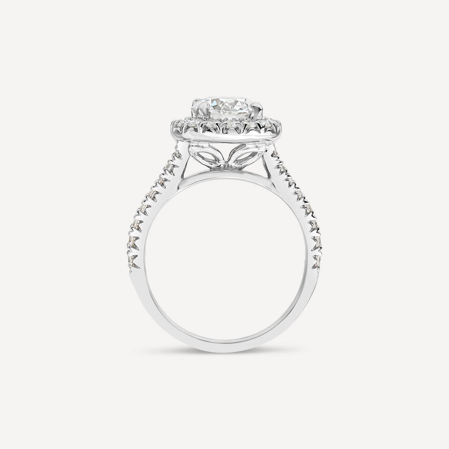 Born Platinum 1.92ct Lab Grown Round Halo & Diamond Sides Ring