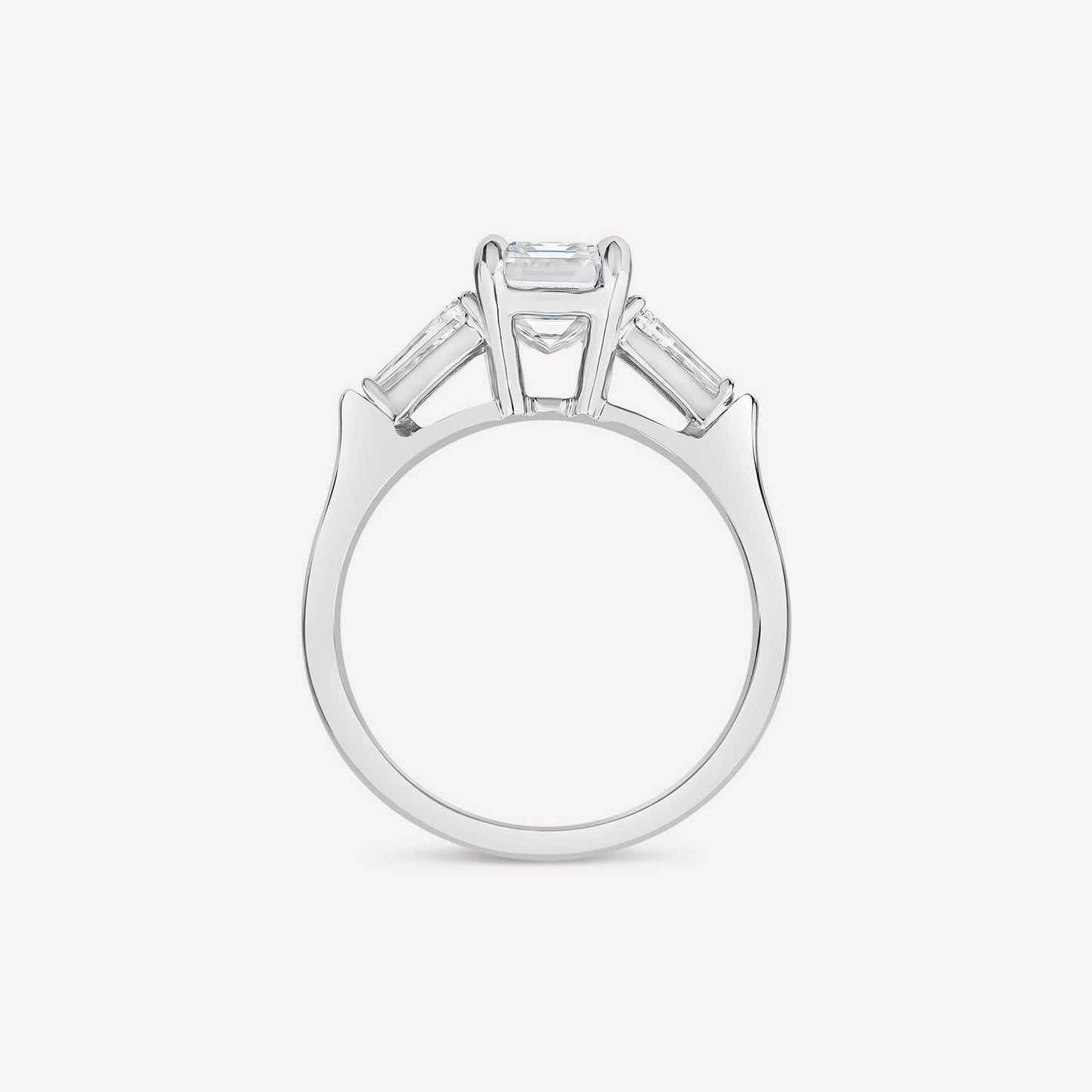 Born Platinum 1.98ct Lab Grown Emerald Cut & Baguette Diamond Sides Ring