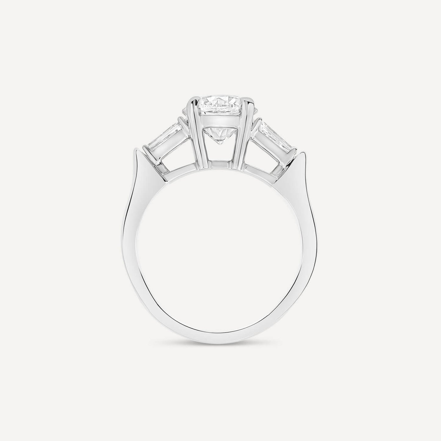 Born Platinum 1.98ct Lab Grown Round Solitaire & Baguette Diamond Sides Ring