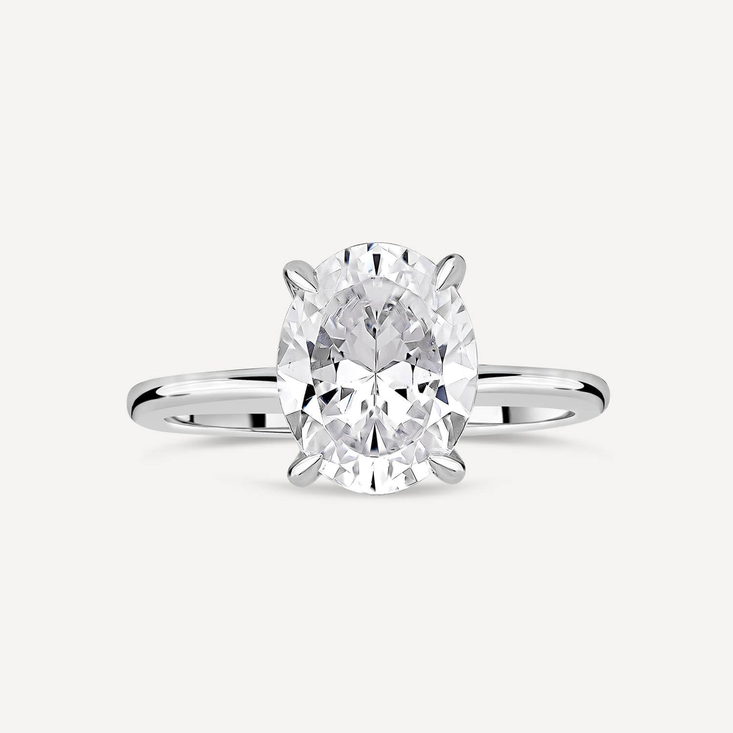 Born Platinum 2.11ct Lab Grown Oval Peg Head Mount Diamond Ring