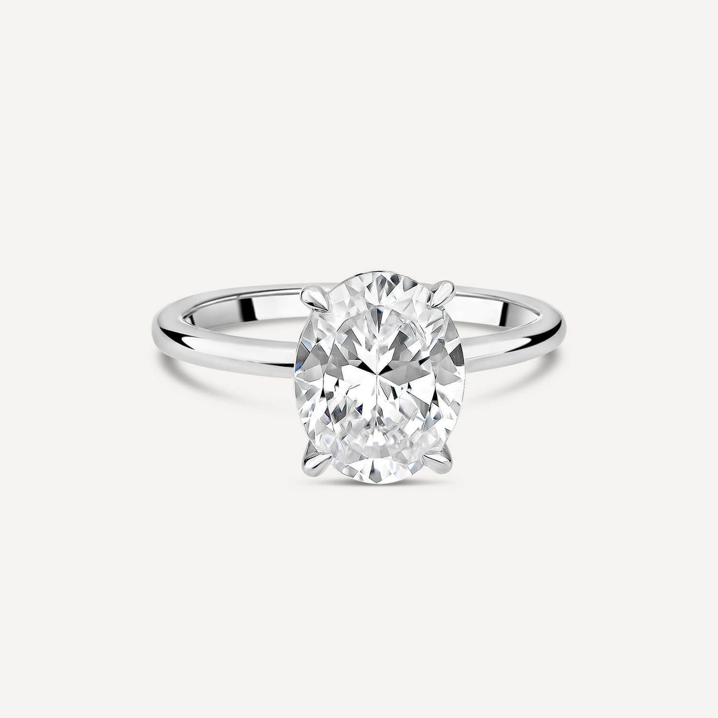 Born Platinum 2.11ct Lab Grown Oval Peg Head Mount Diamond Ring