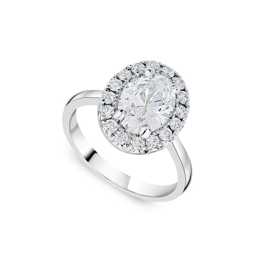 Born Platinum 2.24ct Lab Grown Oval Halo Diamond Ring
