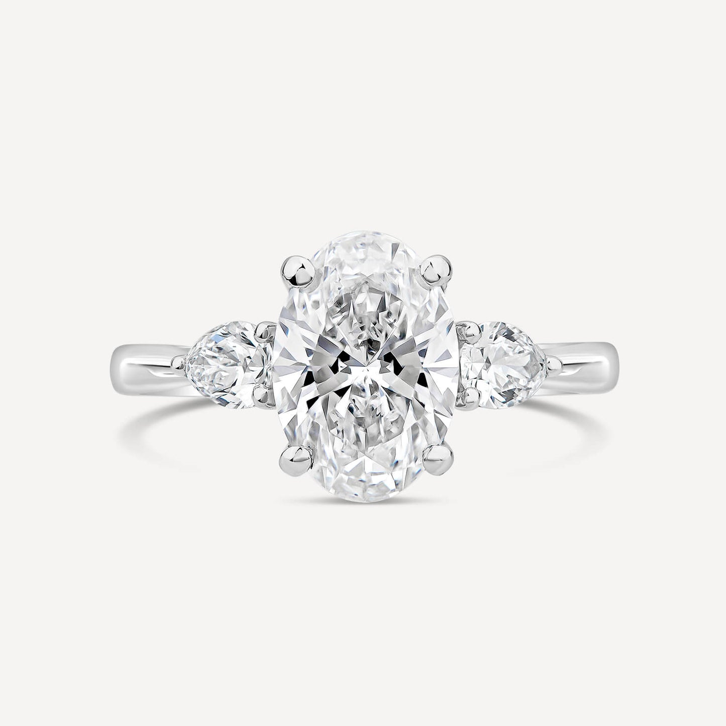 Born Platinum 2.40ct Lab Grown Oval Centre & Pear Sides Diamond Ring