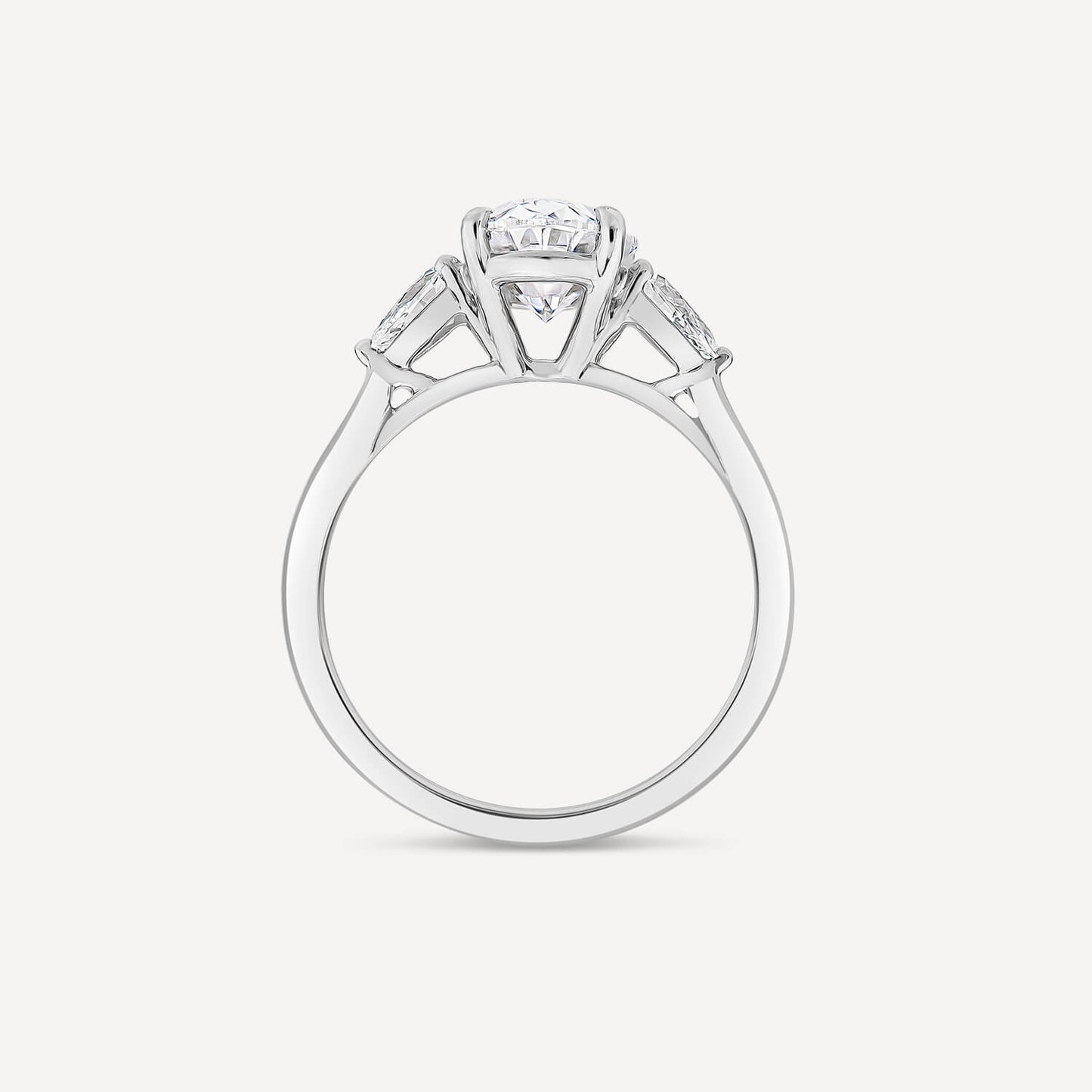 Born Platinum 2.40ct Lab Grown Oval Centre & Pear Sides Diamond Ring
