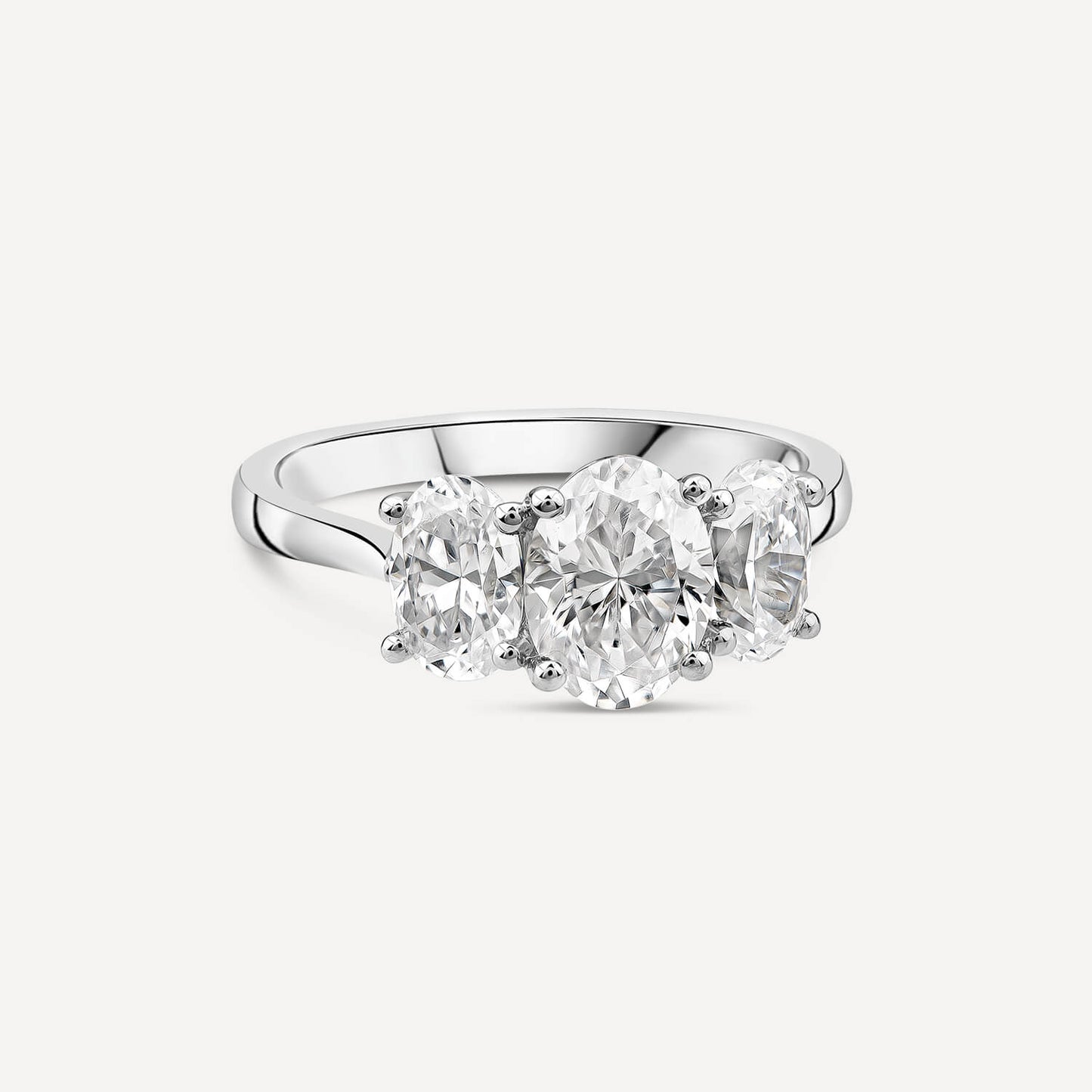 Born Platinum 2ct 3 Oval Stone Diamond Ring