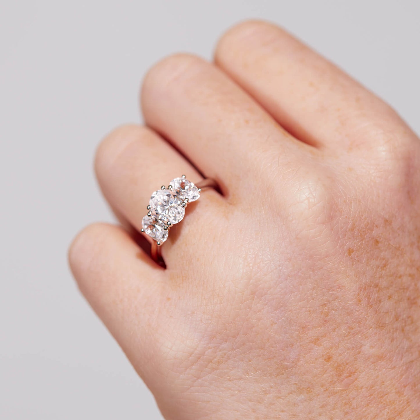 Born Platinum 2ct 3 Oval Stone Diamond Ring