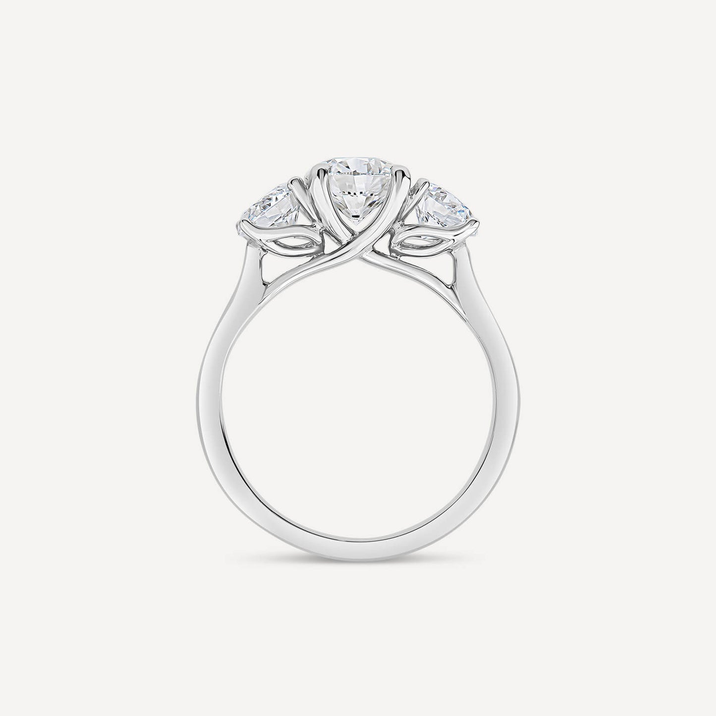 Born Platinum 2ct 3 Round Brilliant Stone Diamond Ring