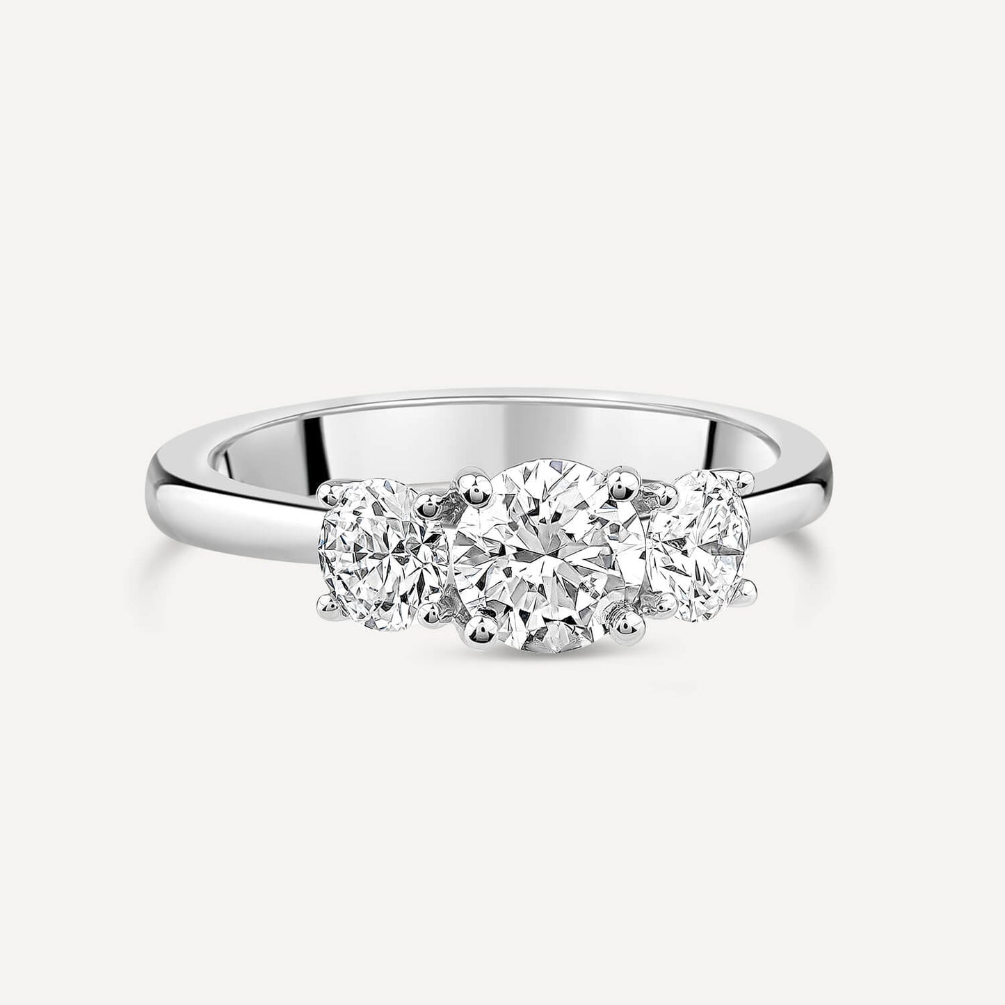 Born Platinum Lab Grown 1 carat 3 Stone Round Brilliant Diamond Ring