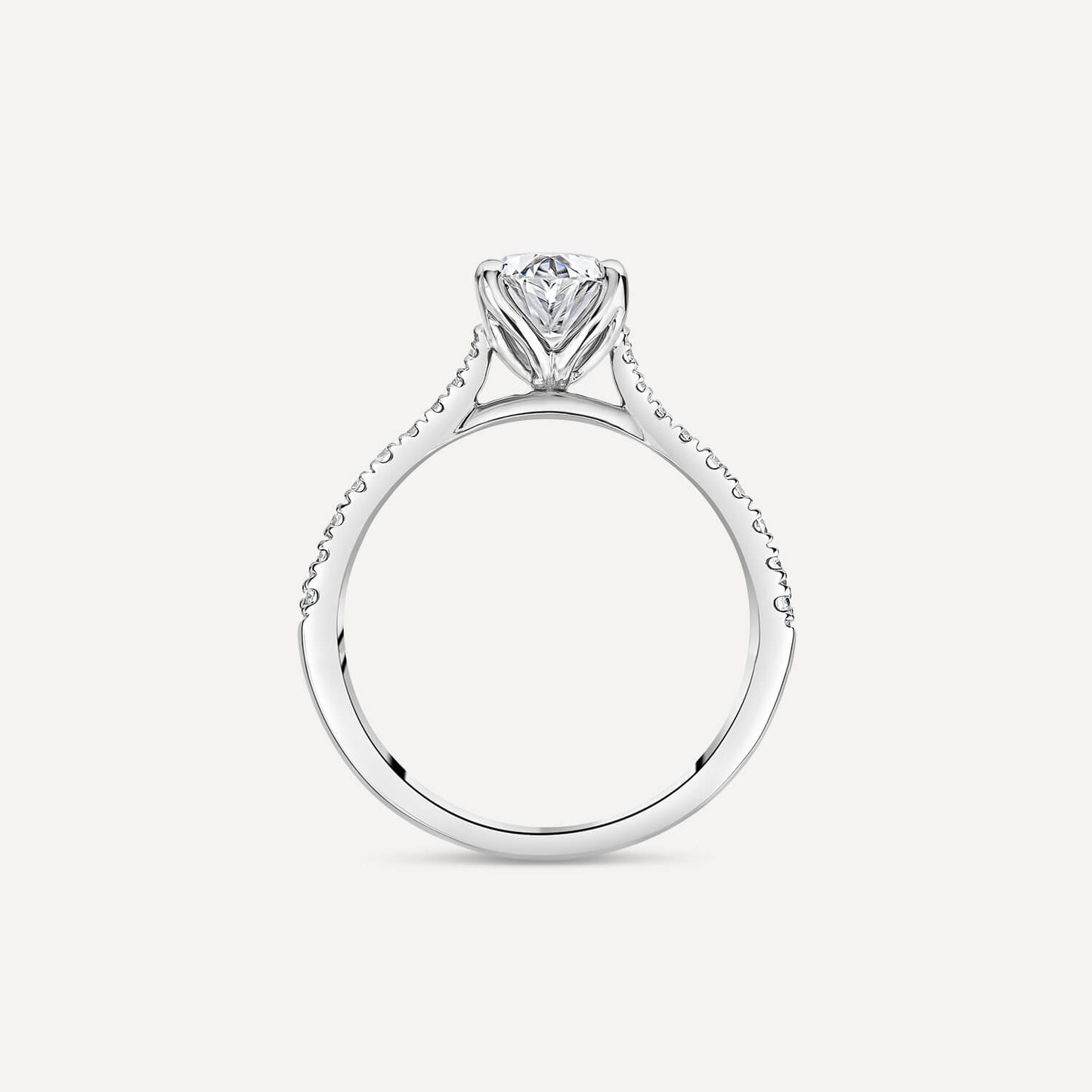 Born Platinum Lab Grown 1.20ct Oval & Diamond Sides Ring