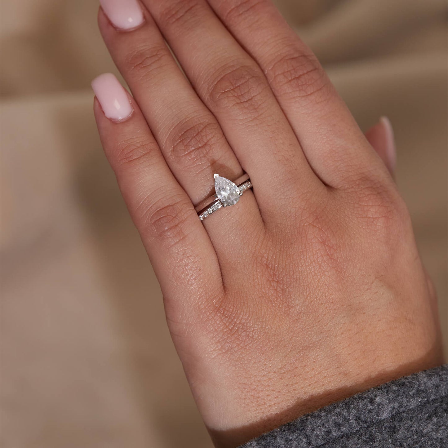 Born Platinum Lab Grown 1.20ct Pear Diamond Ring