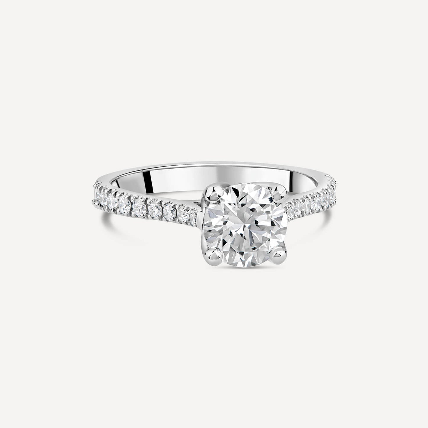 Born Platinum Lab Grown 1.20ct Round Brilliant Solitaire & Diamond Sides Ring