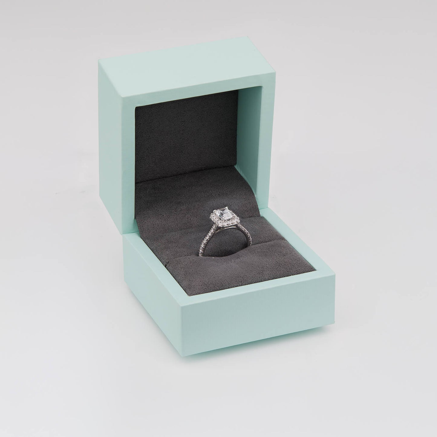 Born Platinum Lab Grown 1.40ct Emerald Cut Diamond Halo & Sides Ring