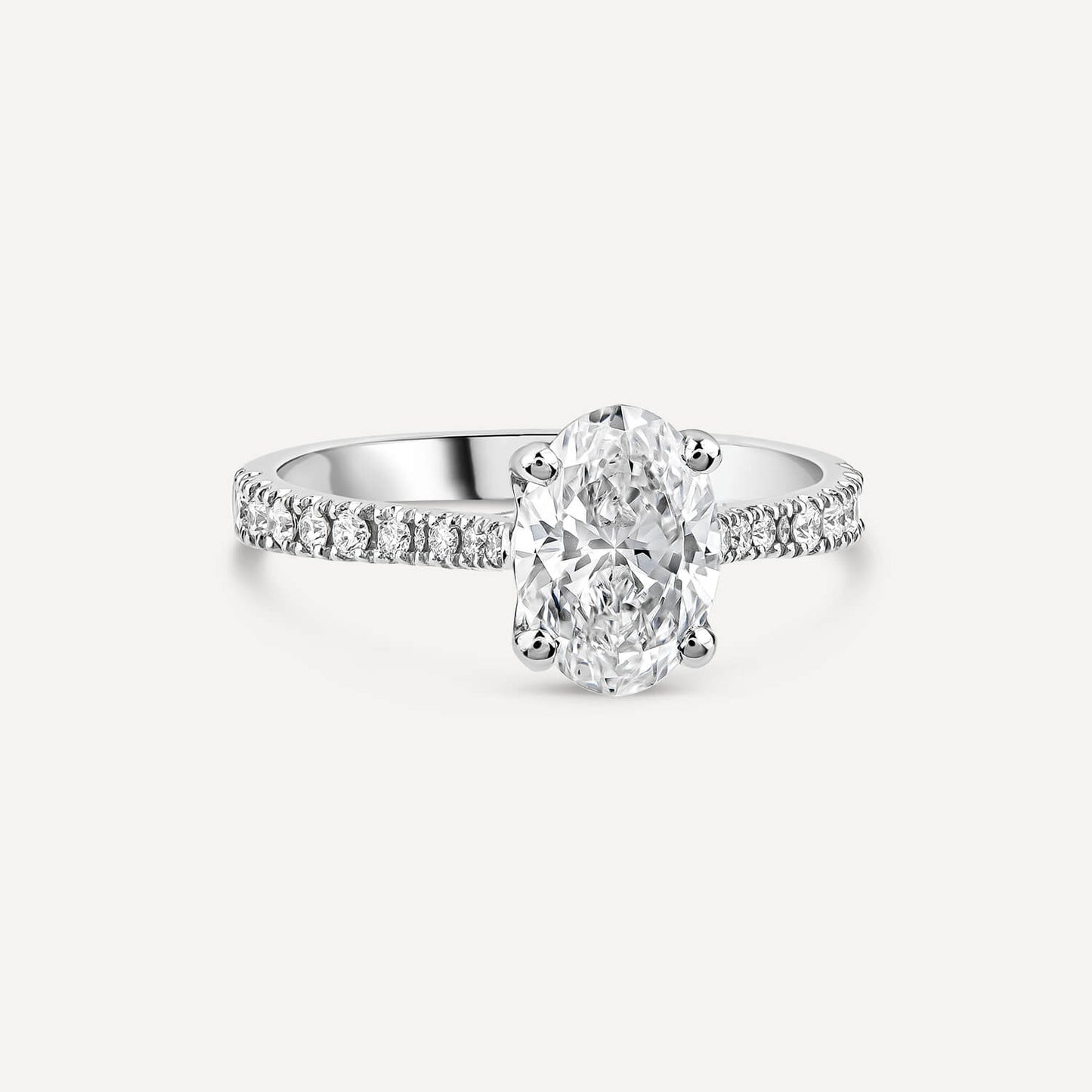Born Platinum Lab Grown 1.40ct Oval & Diamond Sides Ring