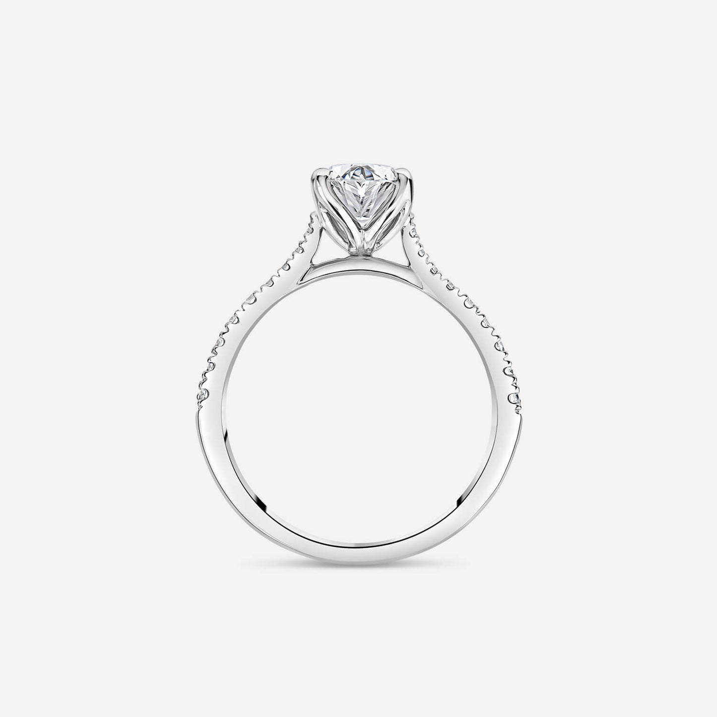Born Platinum Lab Grown 1.40ct Oval & Diamond Sides Ring