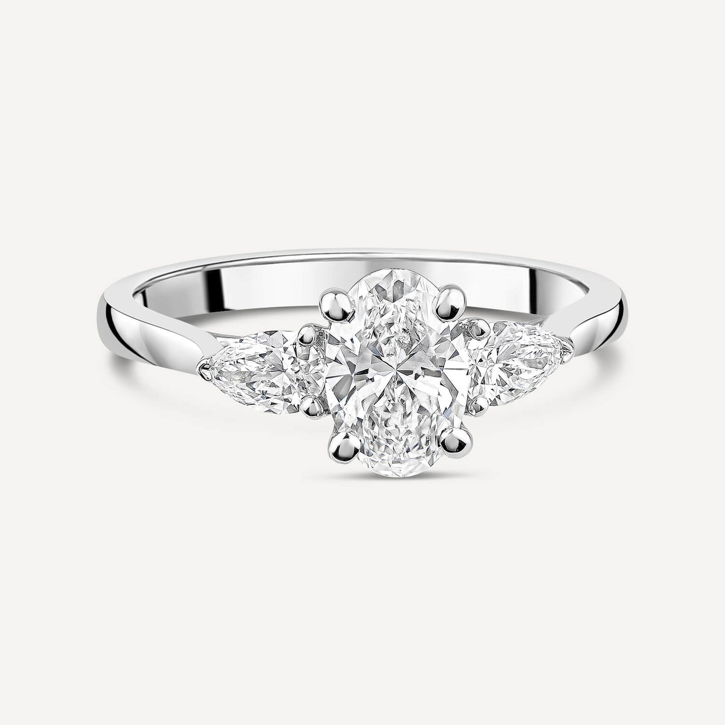 Born Platinum Lab Grown 1.40ct Oval & Pear Sides Diamond Ring