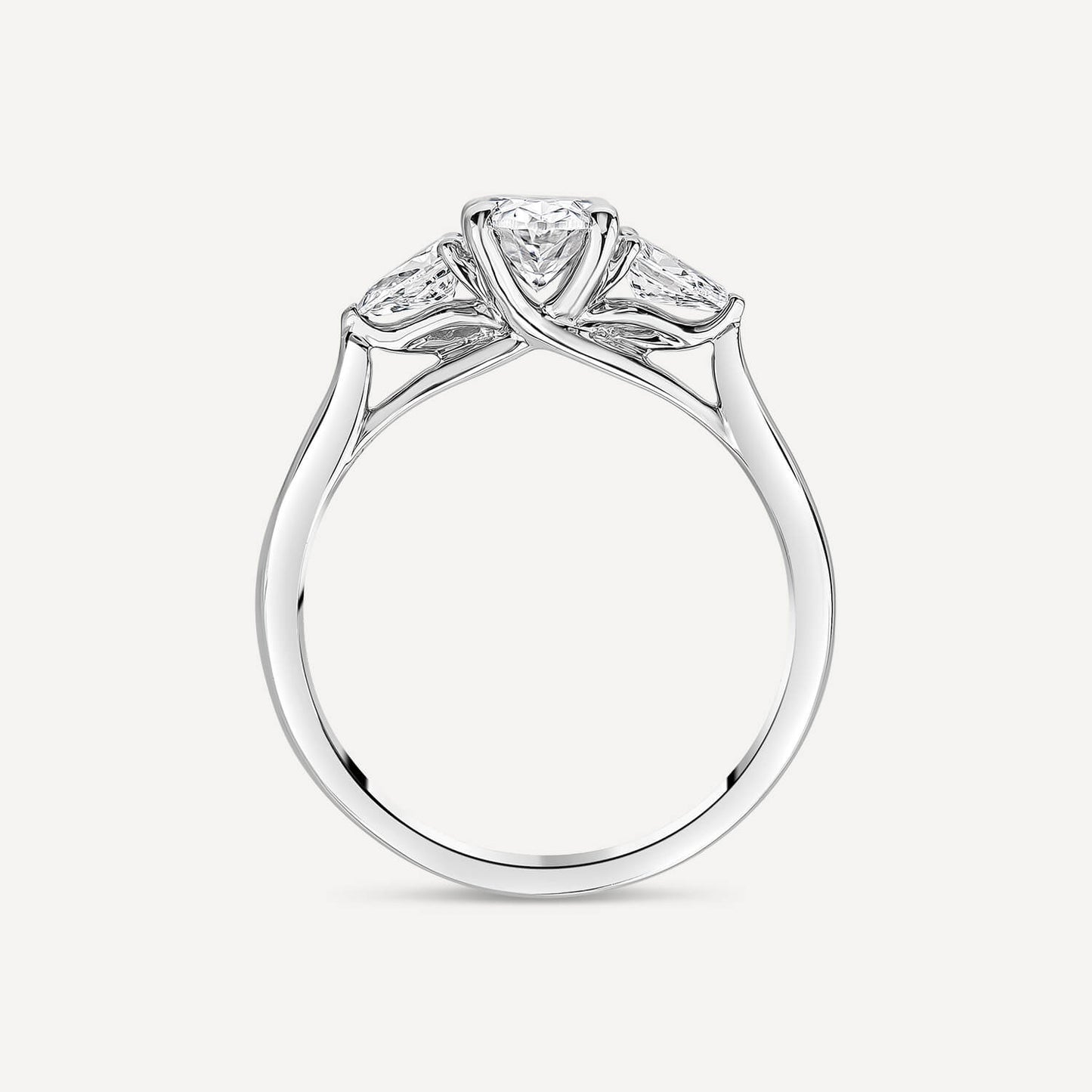 Born Platinum Lab Grown 1.40ct Oval & Pear Sides Diamond Ring
