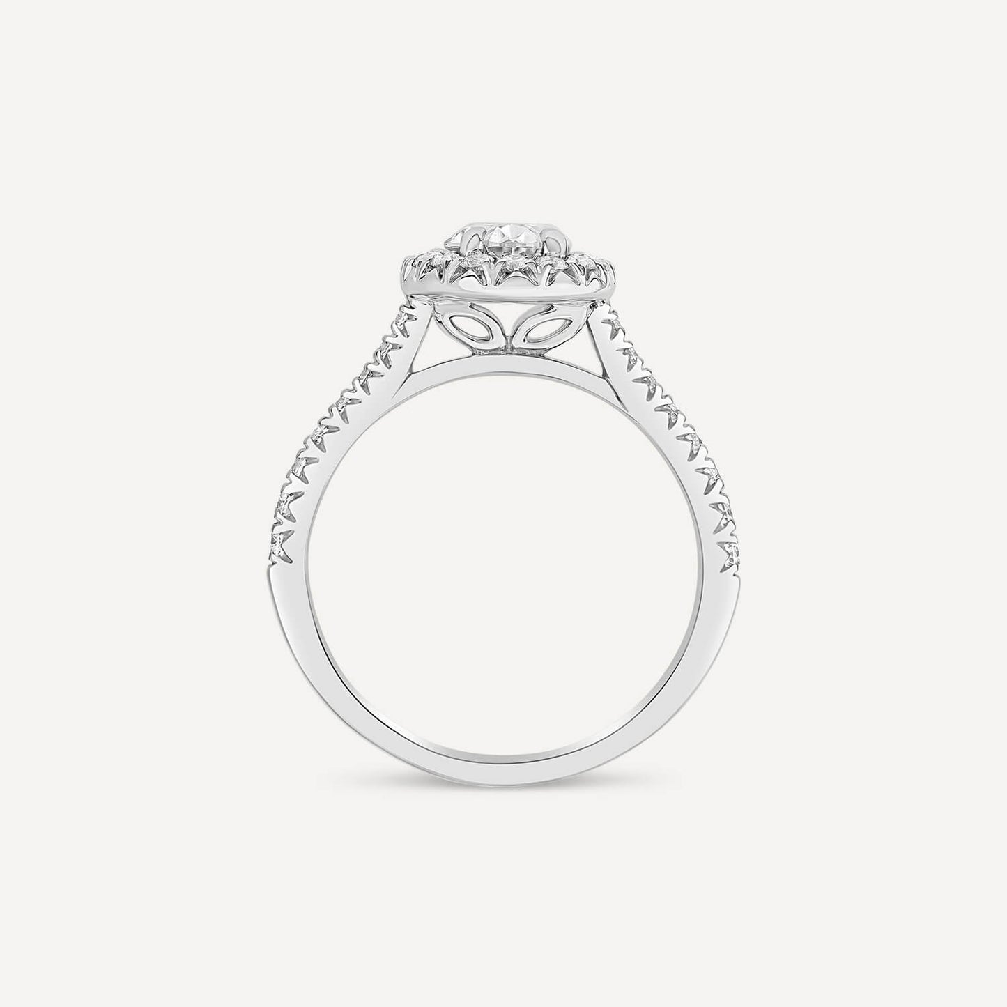 Born Platinum Lab Grown 1.40ct Oval Halo & Diamond Sides Ring