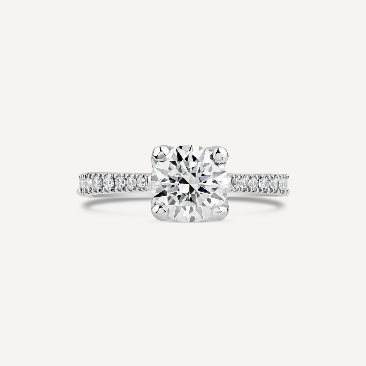 Born Platinum Lab Grown 1.40ct Round Brilliant Solitaire & Diamond Sides Ring