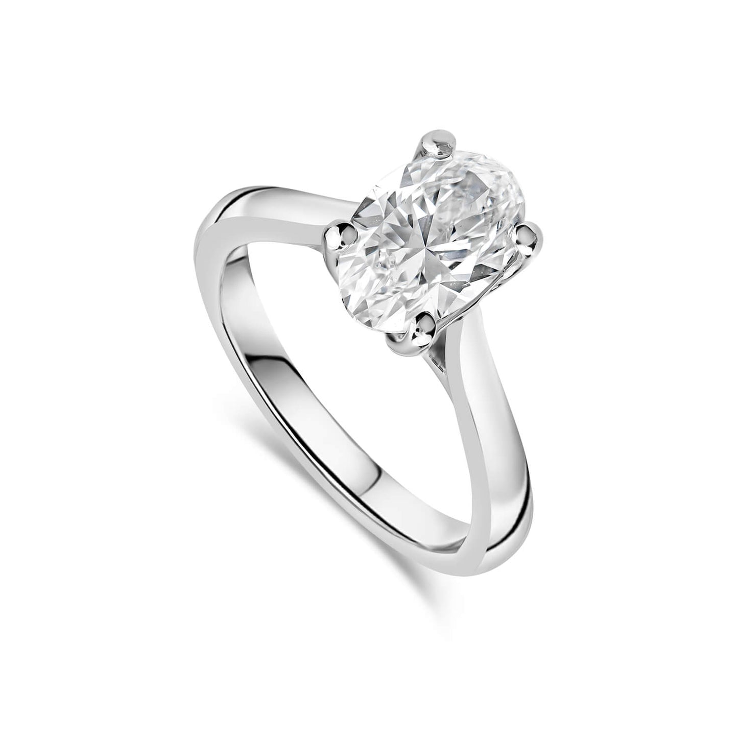 Born Platinum Lab Grown 1.70ct Solitaire Oval Diamond Ring