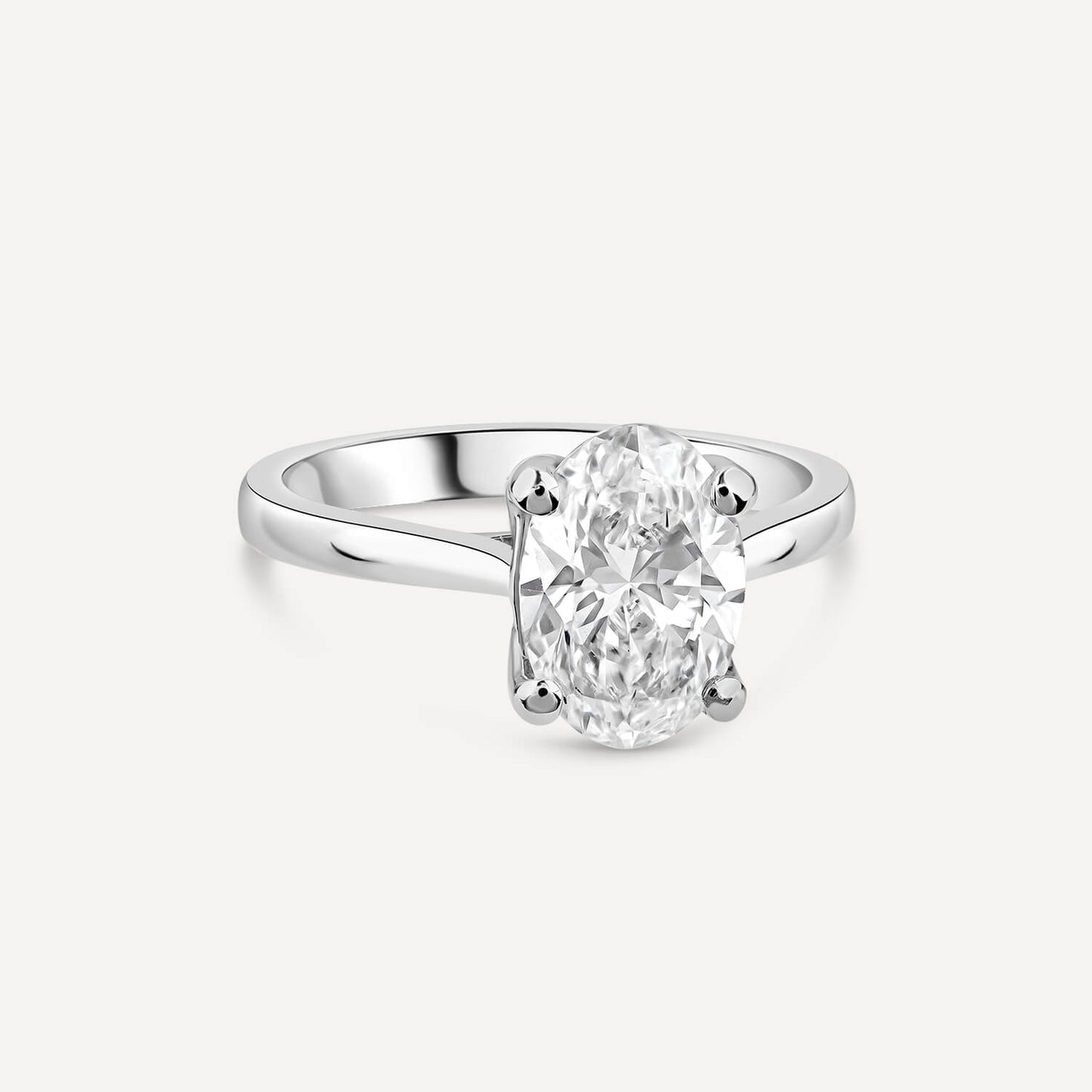 Born Platinum Lab Grown 1.70ct Solitaire Oval Diamond Ring