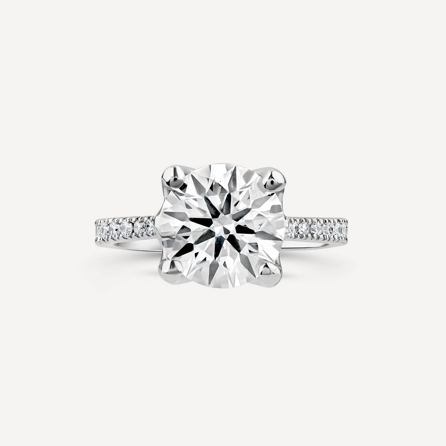 Born Platinum Lab Grown 1.90ct Round Brilliant Solitaire & Diamond Sides Ring