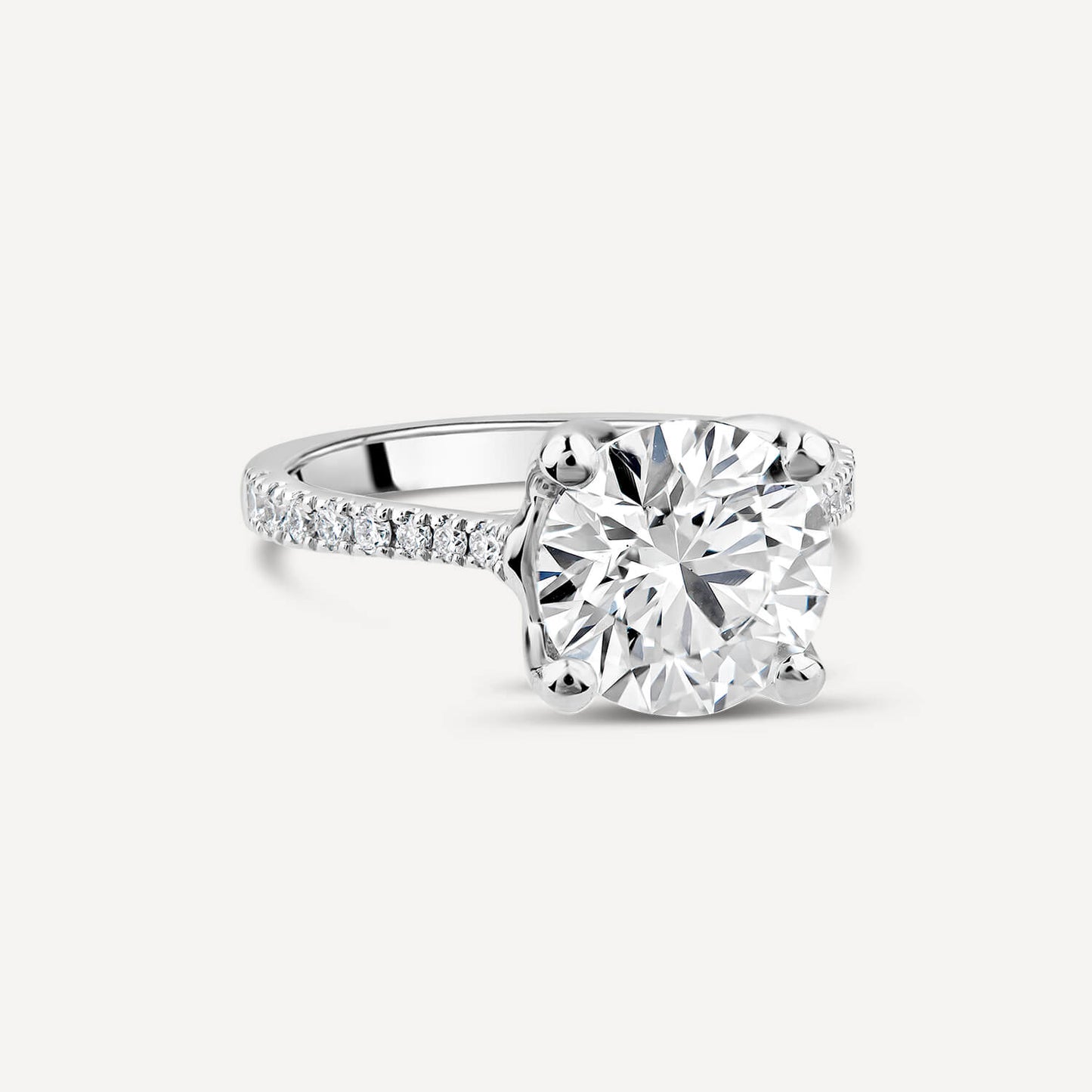 Born Platinum Lab Grown 1.90ct Round Brilliant Solitaire & Diamond Sides Ring