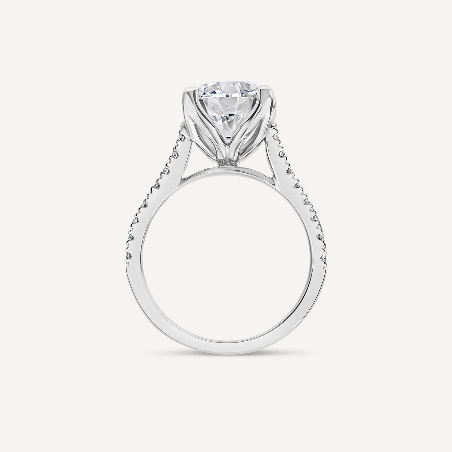 Born Platinum Lab Grown 1.90ct Round Brilliant Solitaire & Diamond Sides Ring