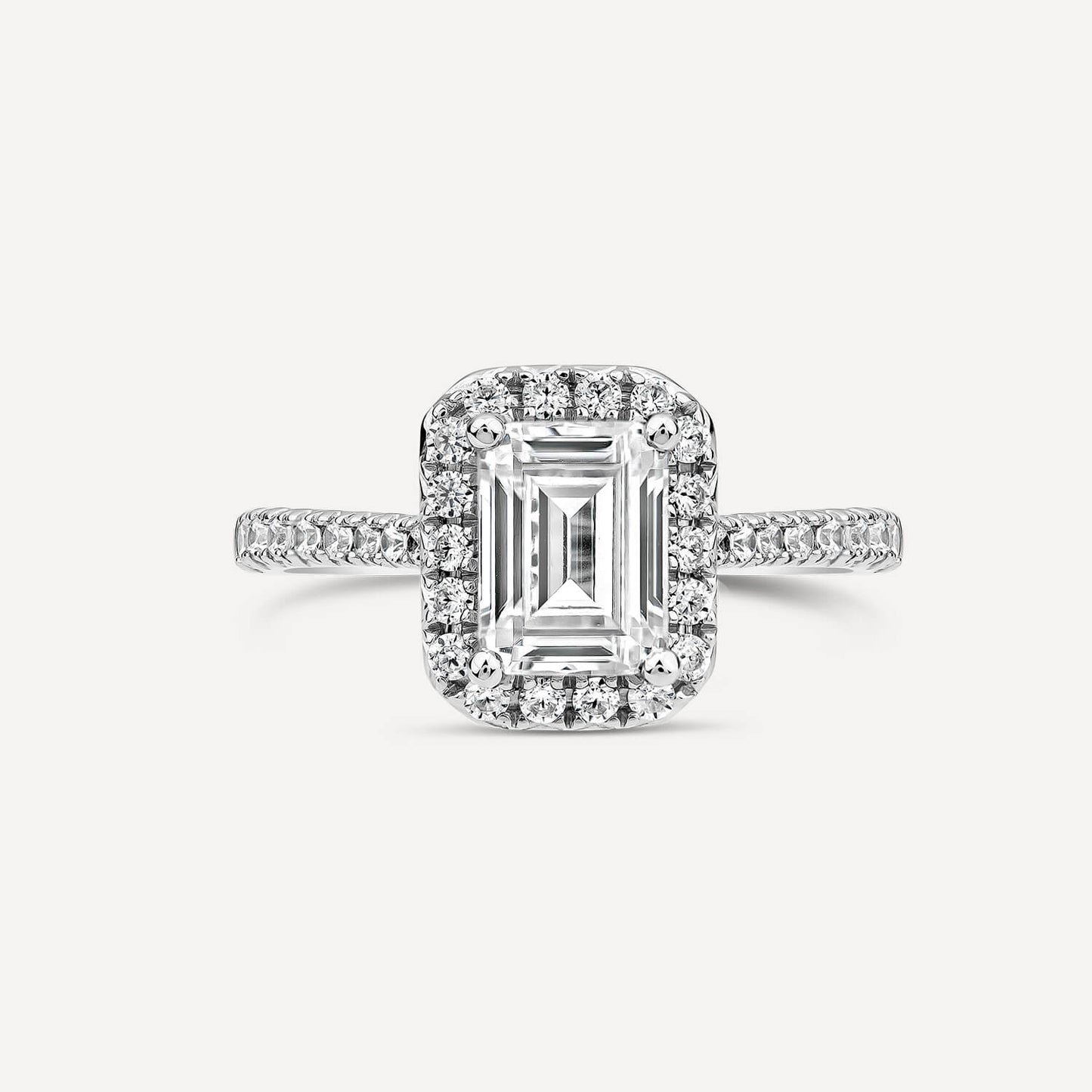 Born Platinum Lab Grown 2.13ct Emerald & Diamond Sides Ring
