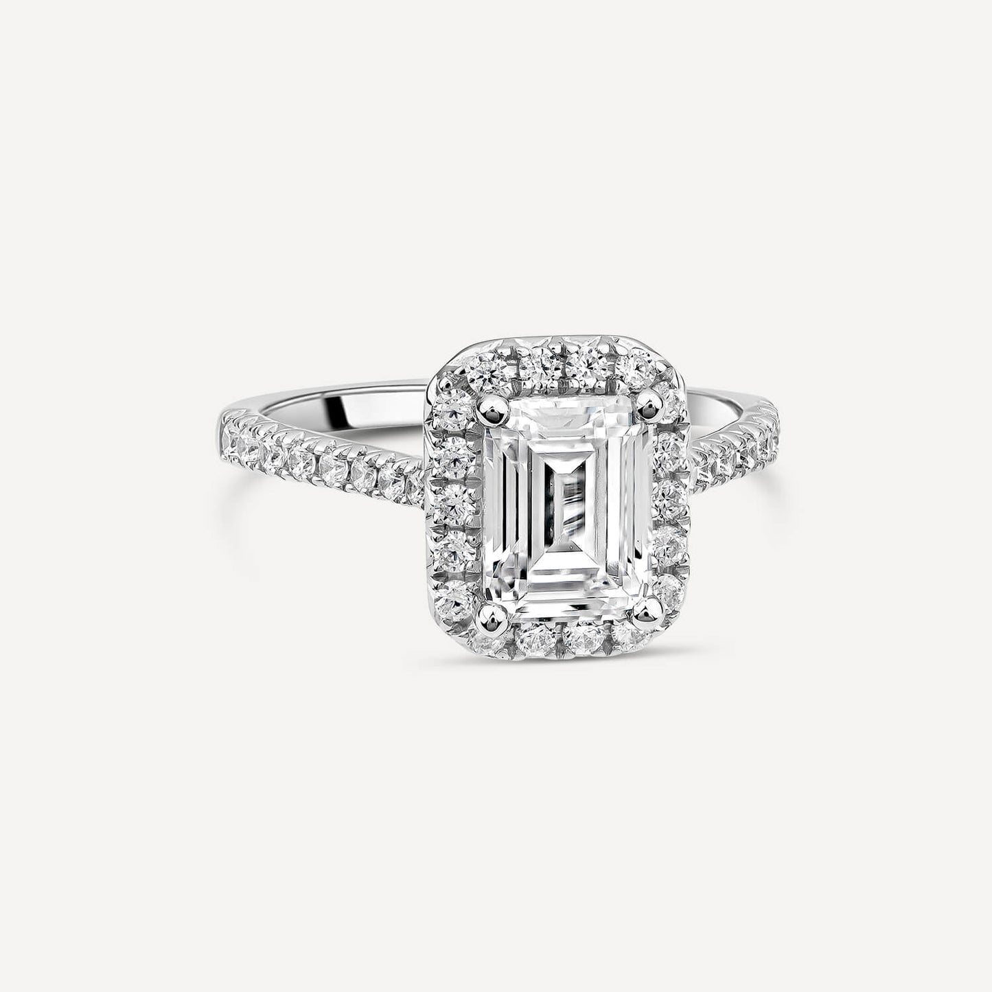 Born Platinum Lab Grown 2.13ct Emerald & Diamond Sides Ring
