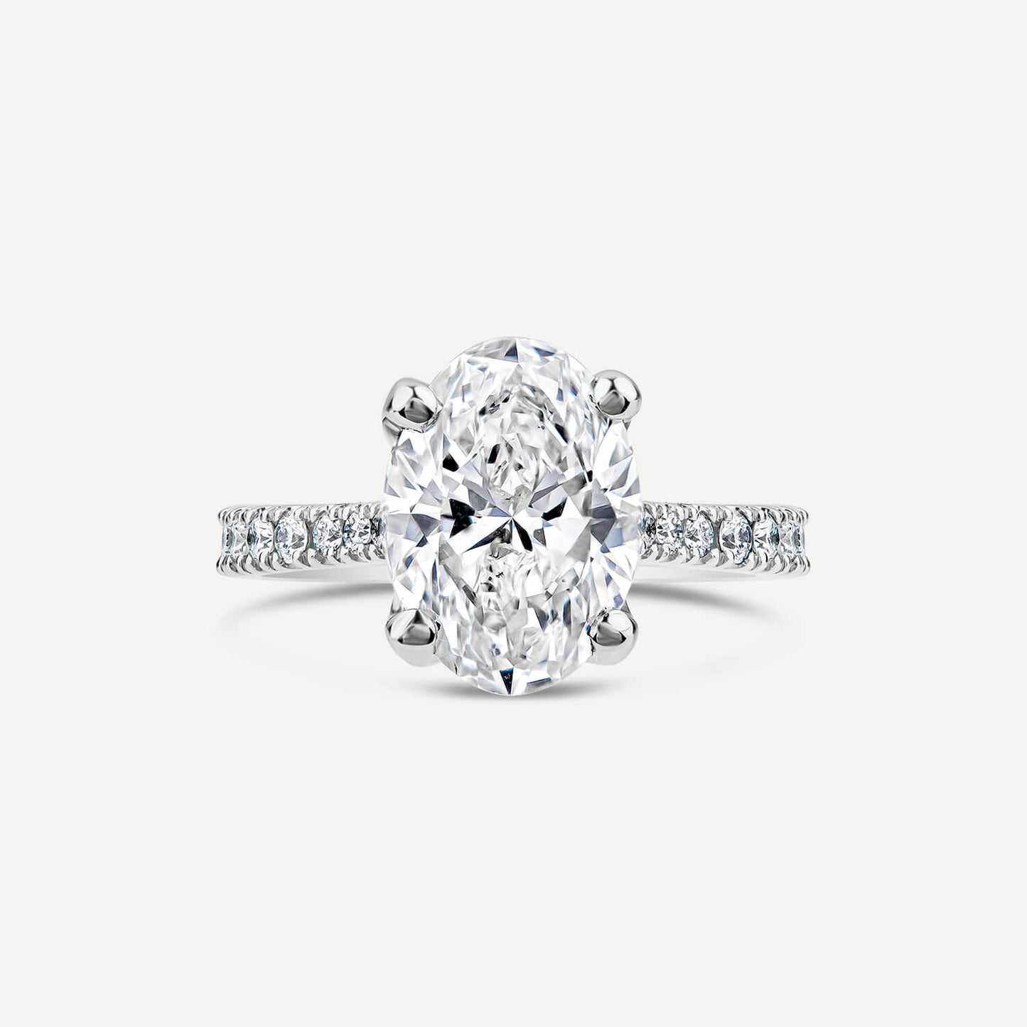 Born Platinum Lab Grown 2.20ct Oval & Diamond Sides Ring