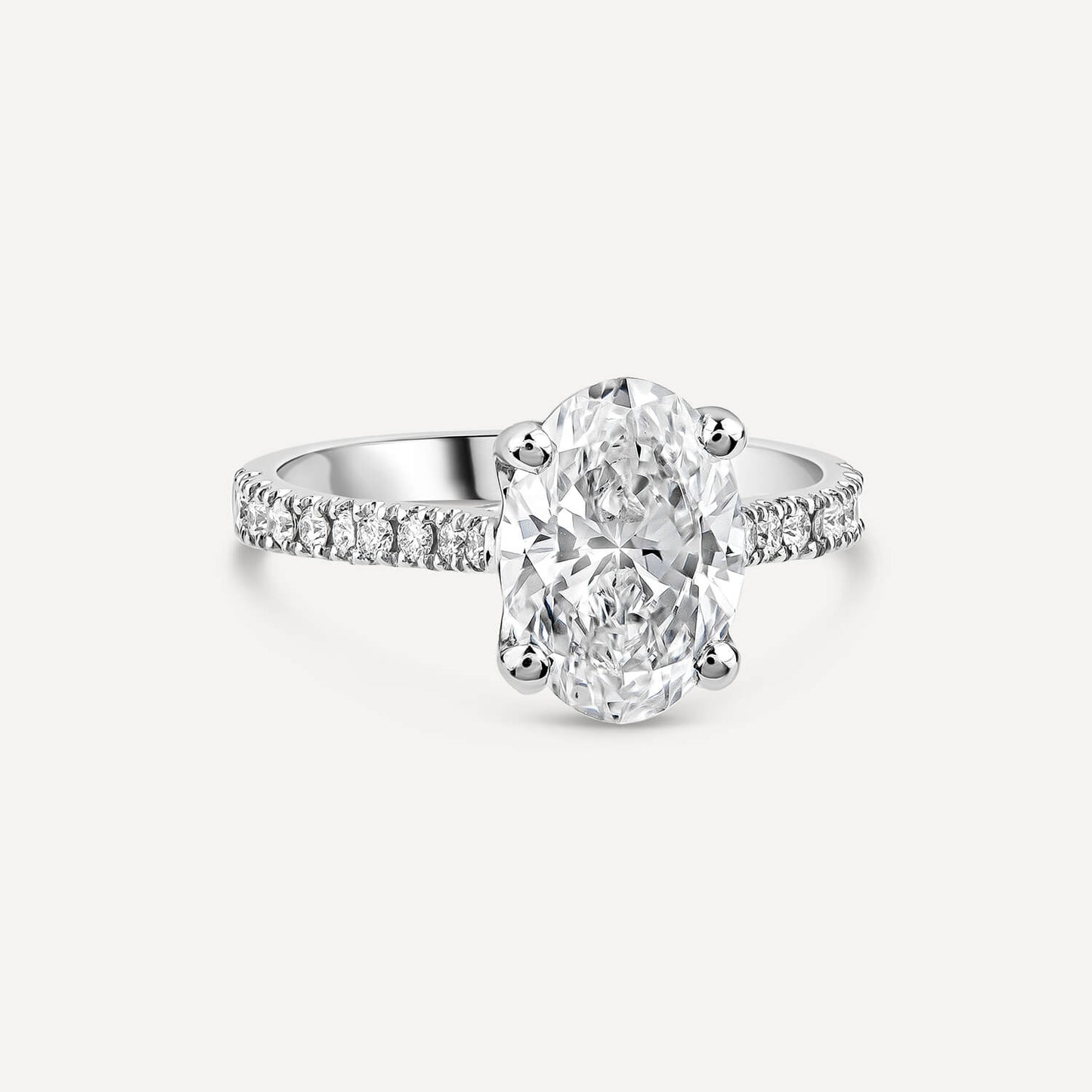 Born Platinum Lab Grown 2.20ct Oval & Diamond Sides Ring