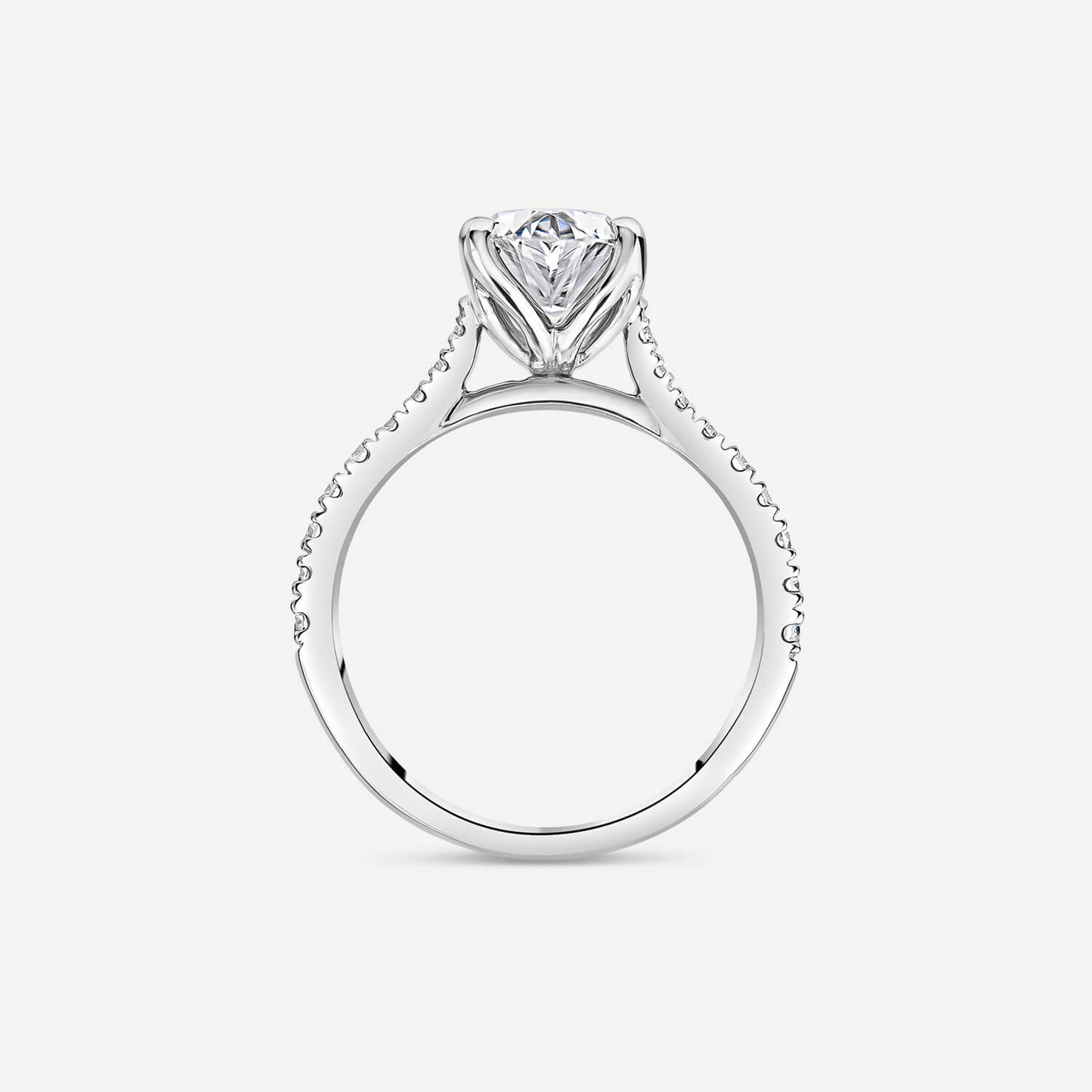 Born Platinum Lab Grown 2.20ct Oval & Diamond Sides Ring