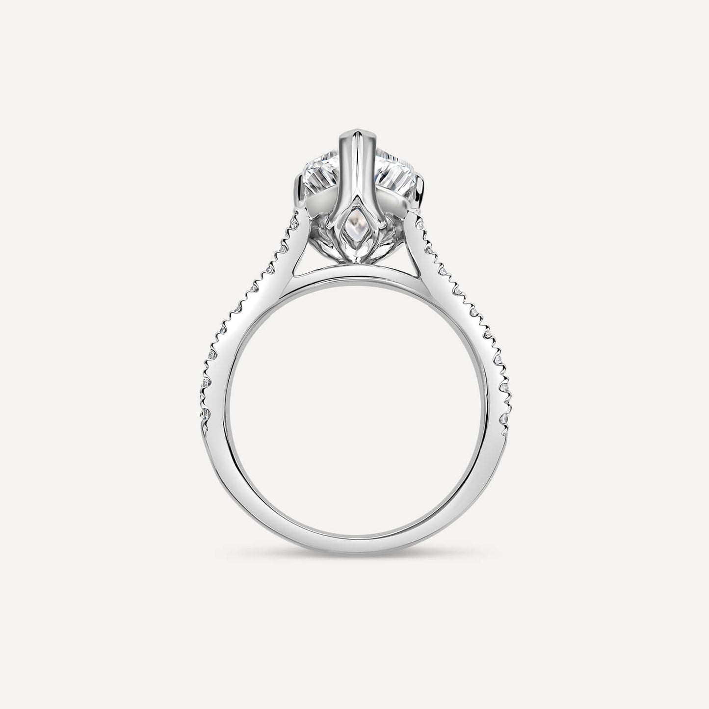 Born Platinum Lab Grown 2.20ct Pear Solitaire & Diamond Sides Ring