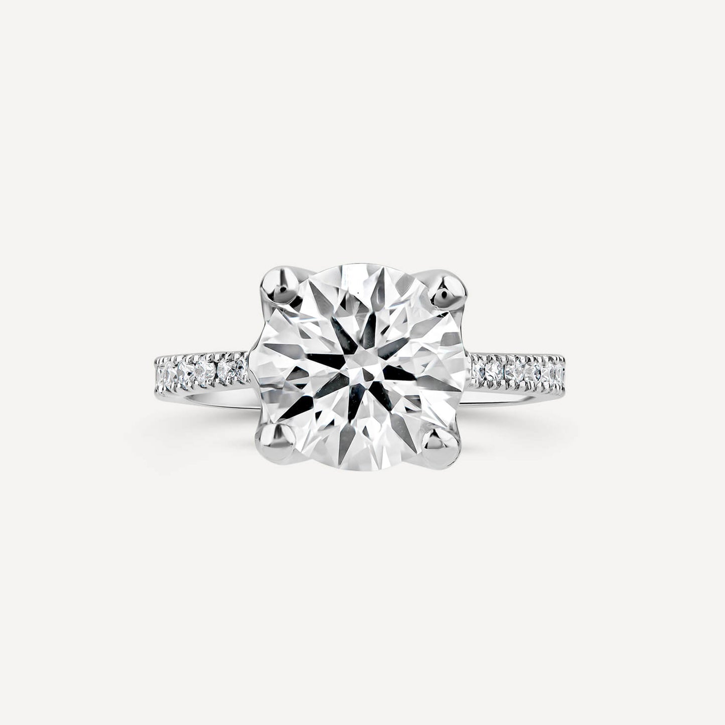 Born Platinum Lab Grown 2.20ct Round Brilliant Solitaire & Diamond Sides Ring