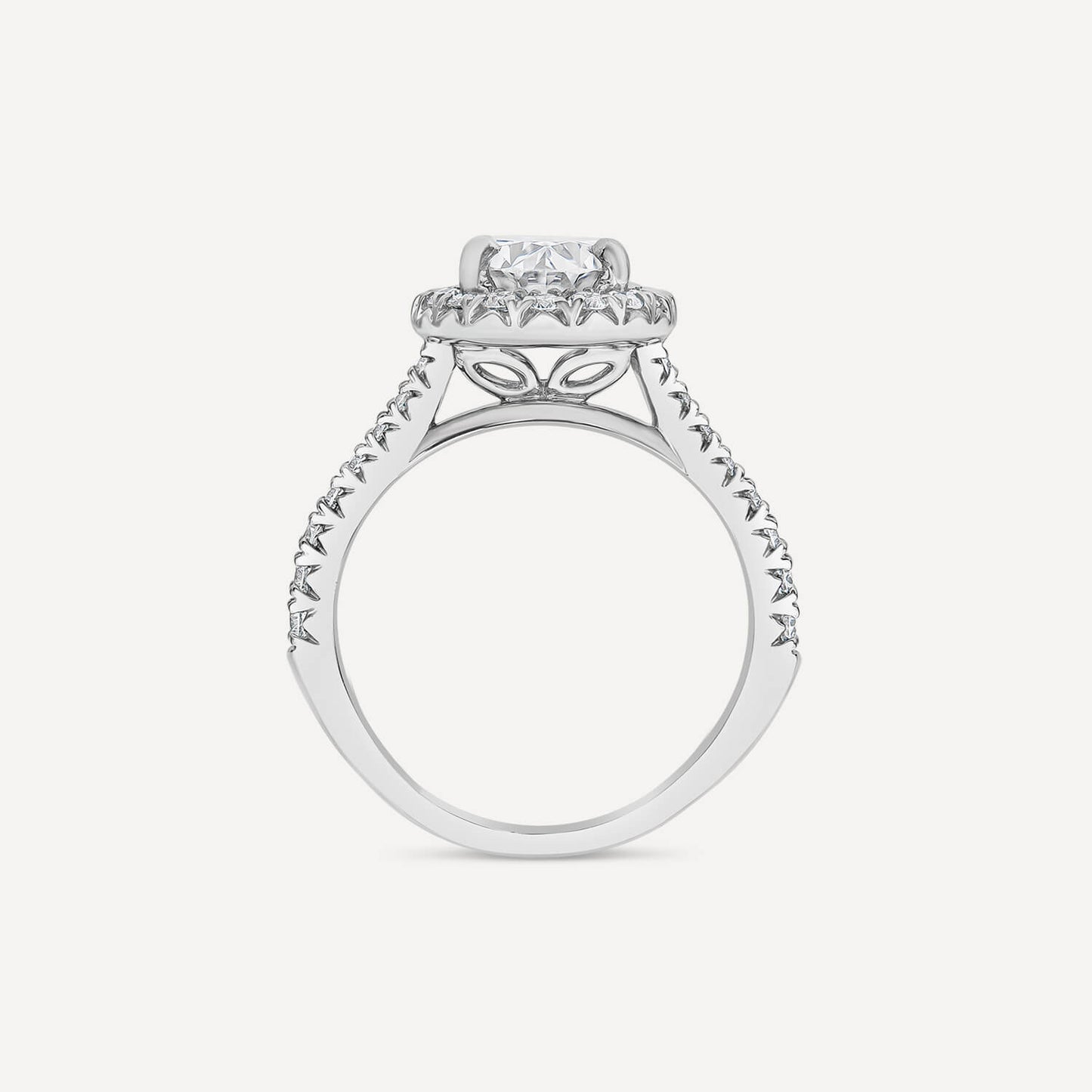 Born Platinum Lab Grown 2.44ct Oval Halo & Diamond Sides Ring