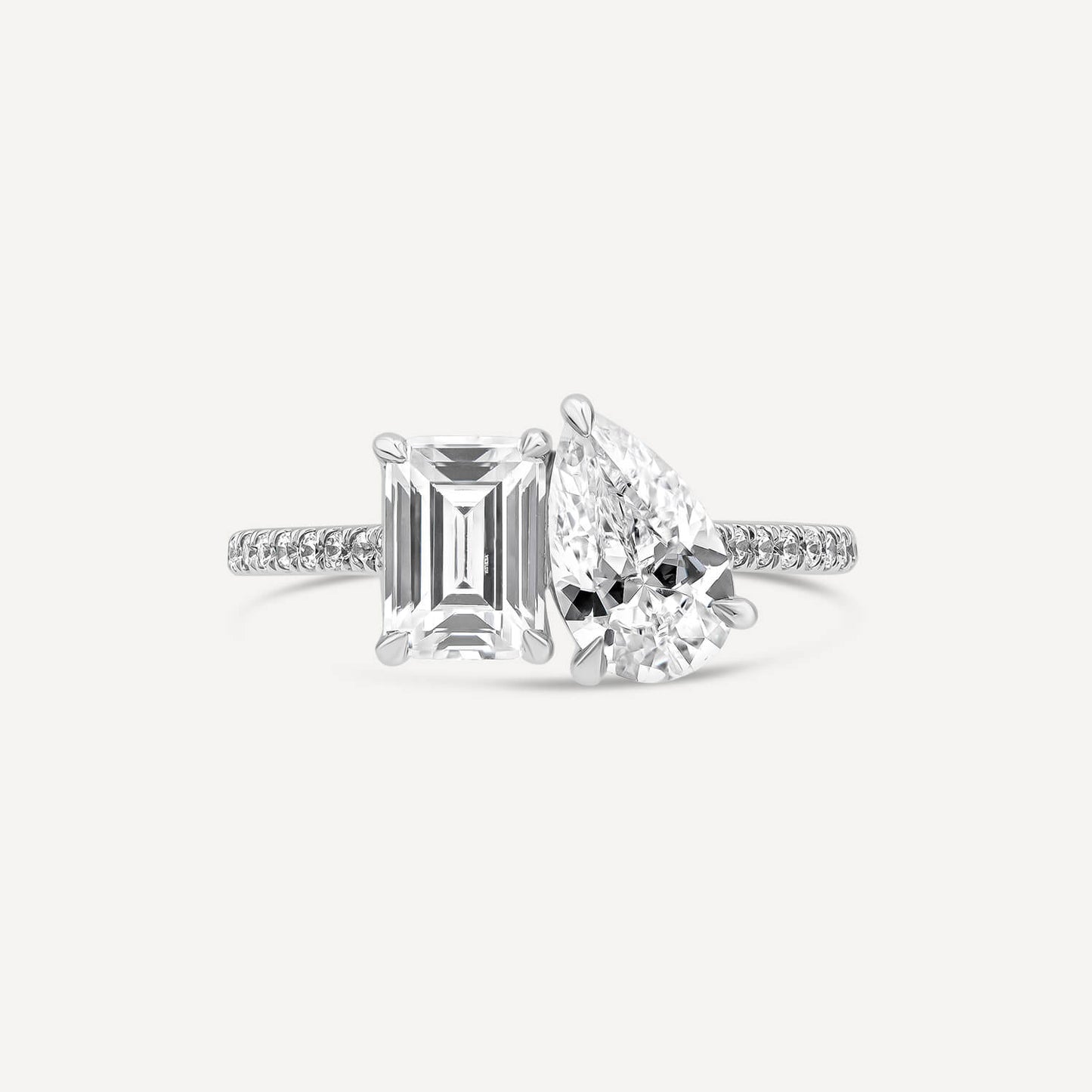 Born Platinum Toi Et Moi 2.15ct Lab Grown Pear & Emerald Diamond Ring