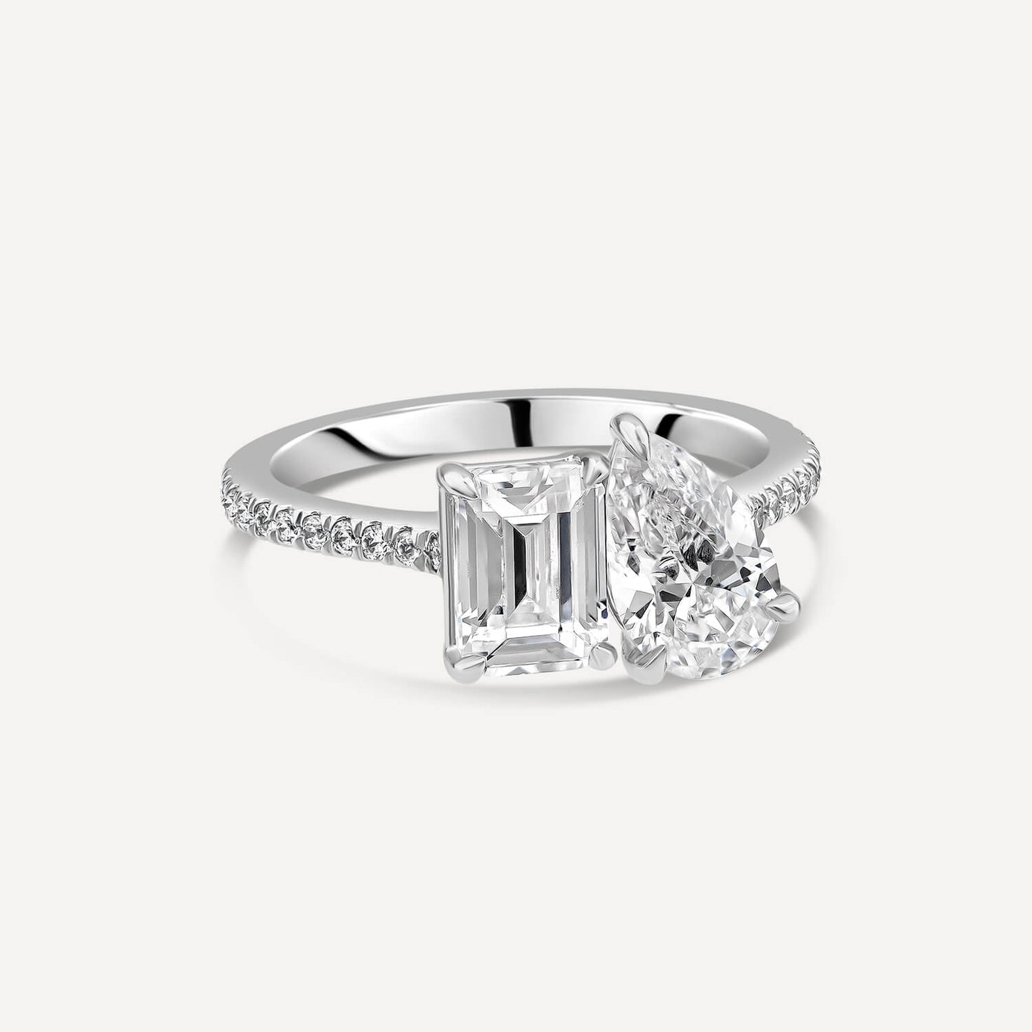 Born Platinum Toi Et Moi 2.15ct Lab Grown Pear & Emerald Diamond Ring