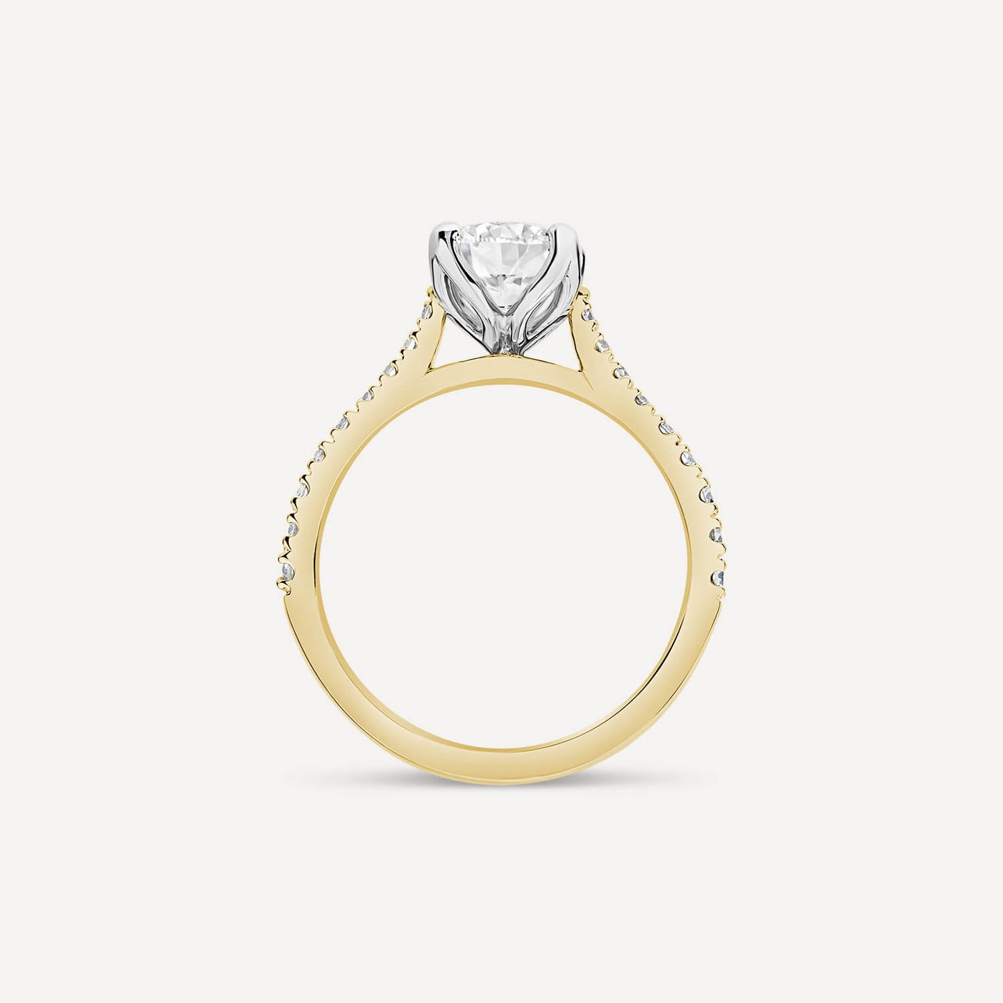 Born Yellow Gold Lab Grown 1.20ct Round Brilliant Solitaire & Diamond Sides Ring