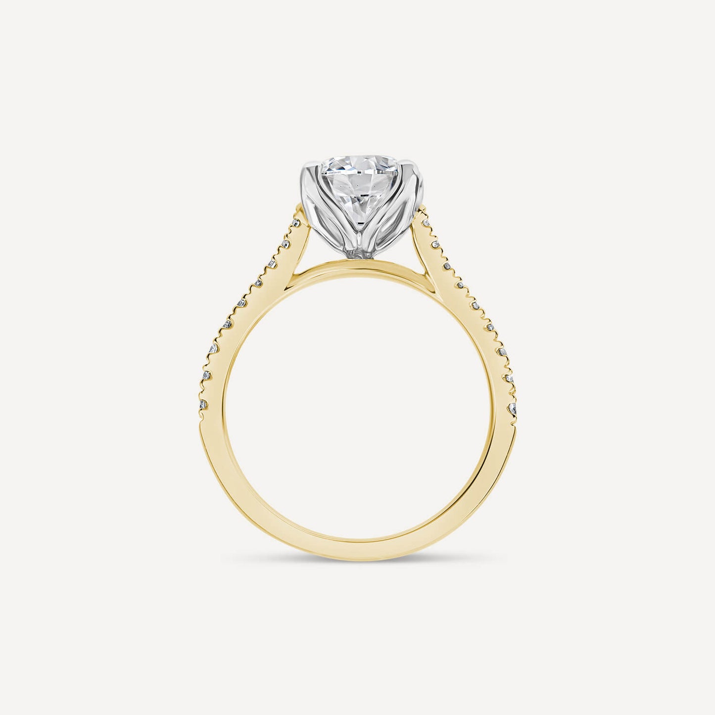 Born Yellow Gold Lab Grown 1.70ct Round Brilliant Solitaire & Diamond Sides Ring