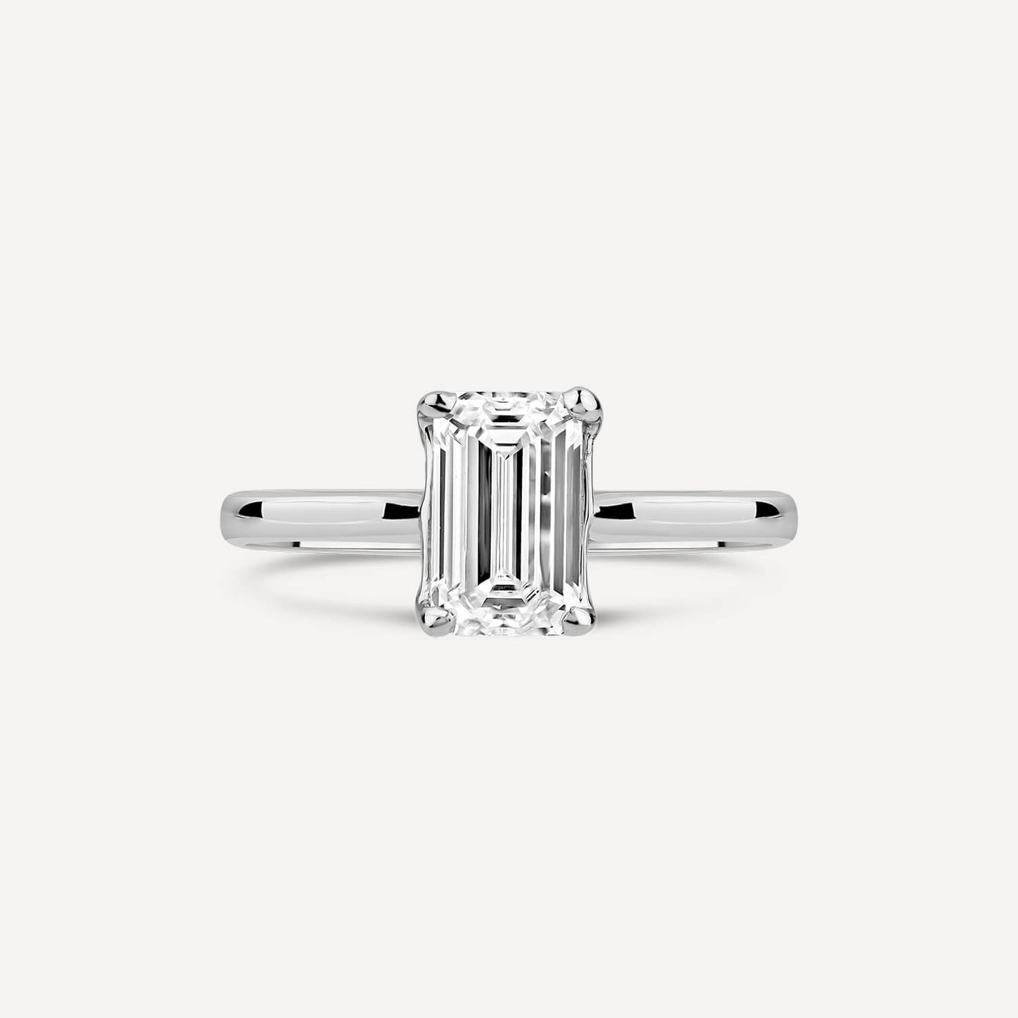 Born Platinum 2.00ct Lab Grown Emerald Cut Solitaire Diamond Ring