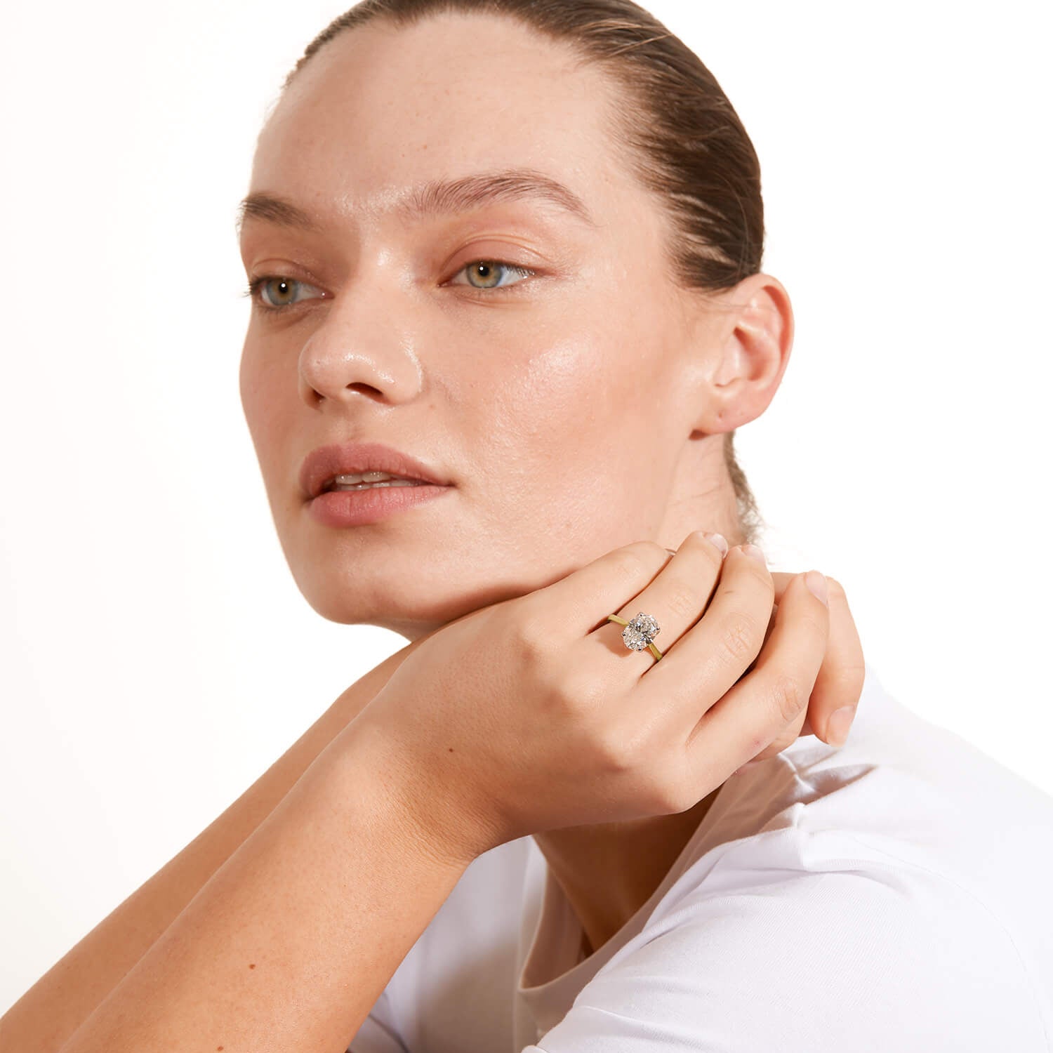 Born 18ct Yellow Gold Lab Grown Oval Solitaire Diamond Ring