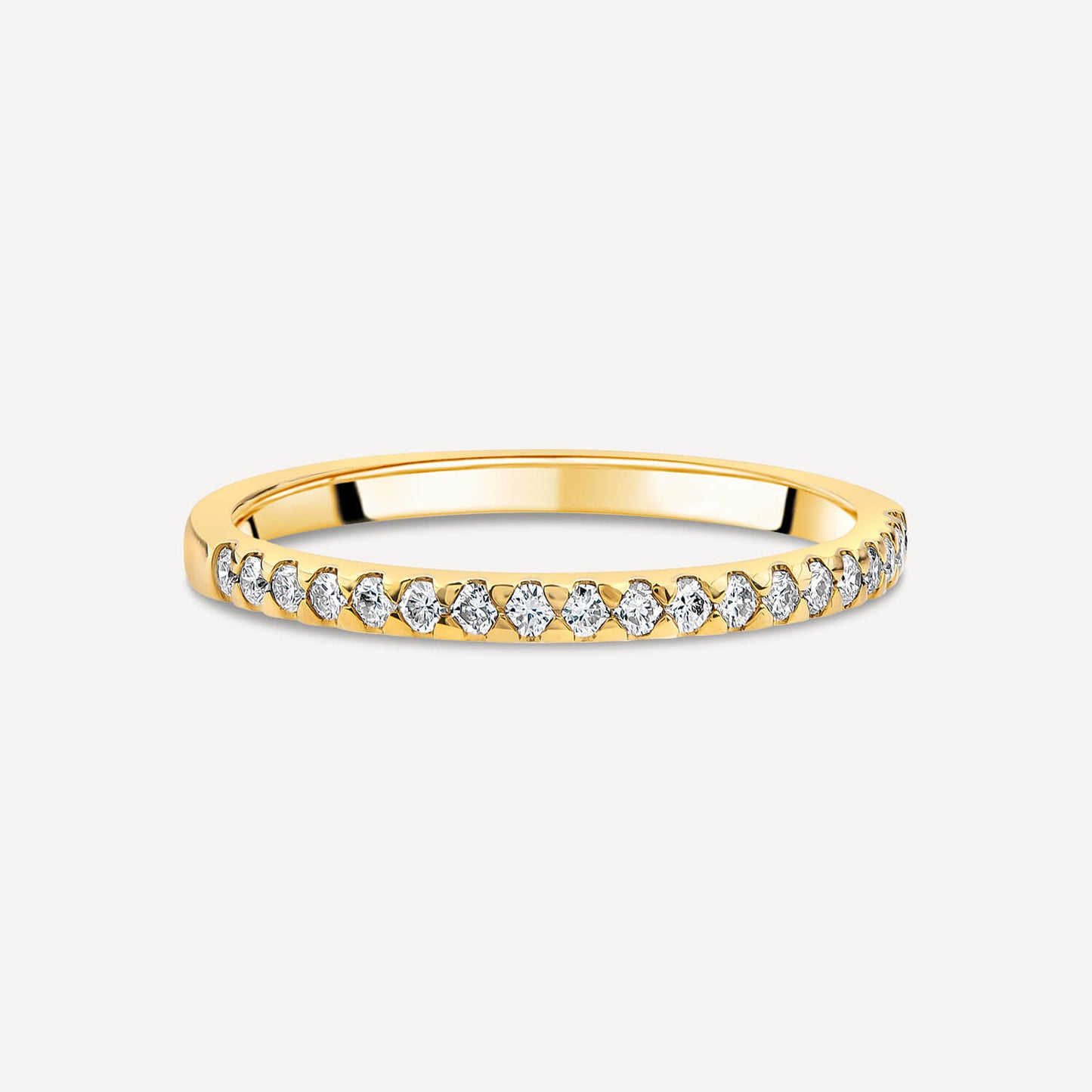 Born 18ct Yellow Gold 0.15ct Lab Grown Diamond Triangle Claw Set Half Eternity Wedding Ring