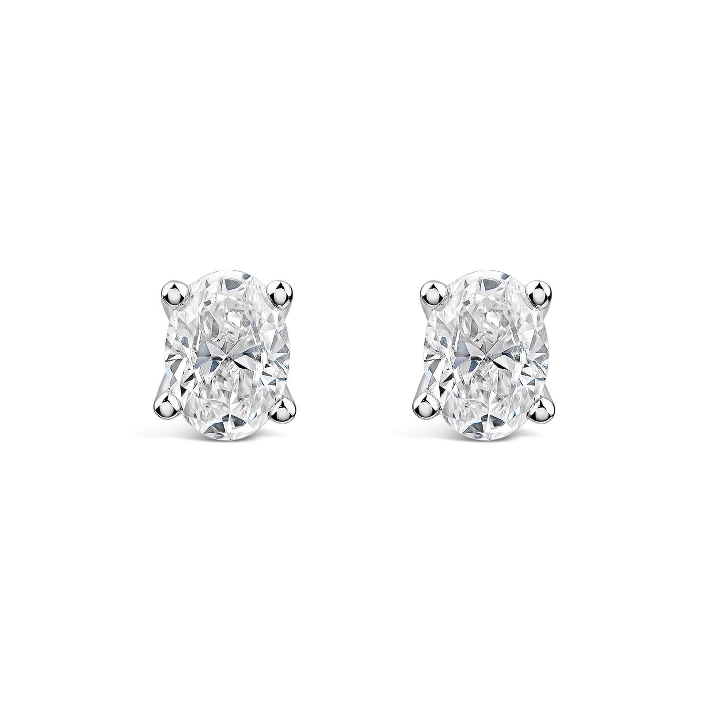 Born 9ct White Gold 1.00ct Lab Grown Oval Diamond Stud Earrings